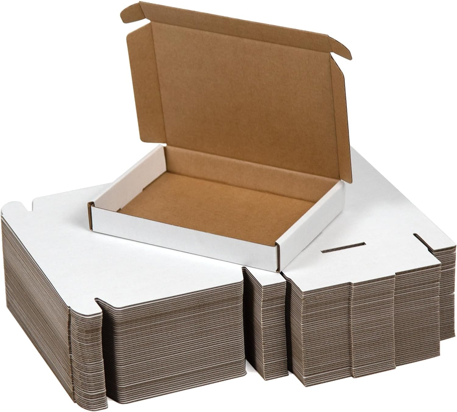 50 Pack 7X5X1 Inches Small Shipping Boxes, White Corrugated Cardboard Boxes, Moving Mailing Packing Box