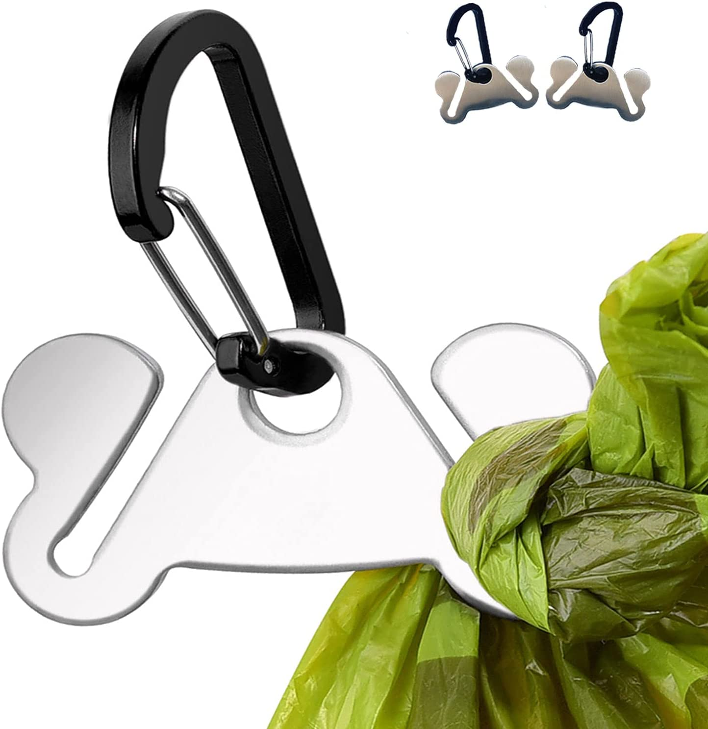 2PCS Dog Poop Bag Holder, Waste Holder for Dispenser Carrier, Hand Free Metal