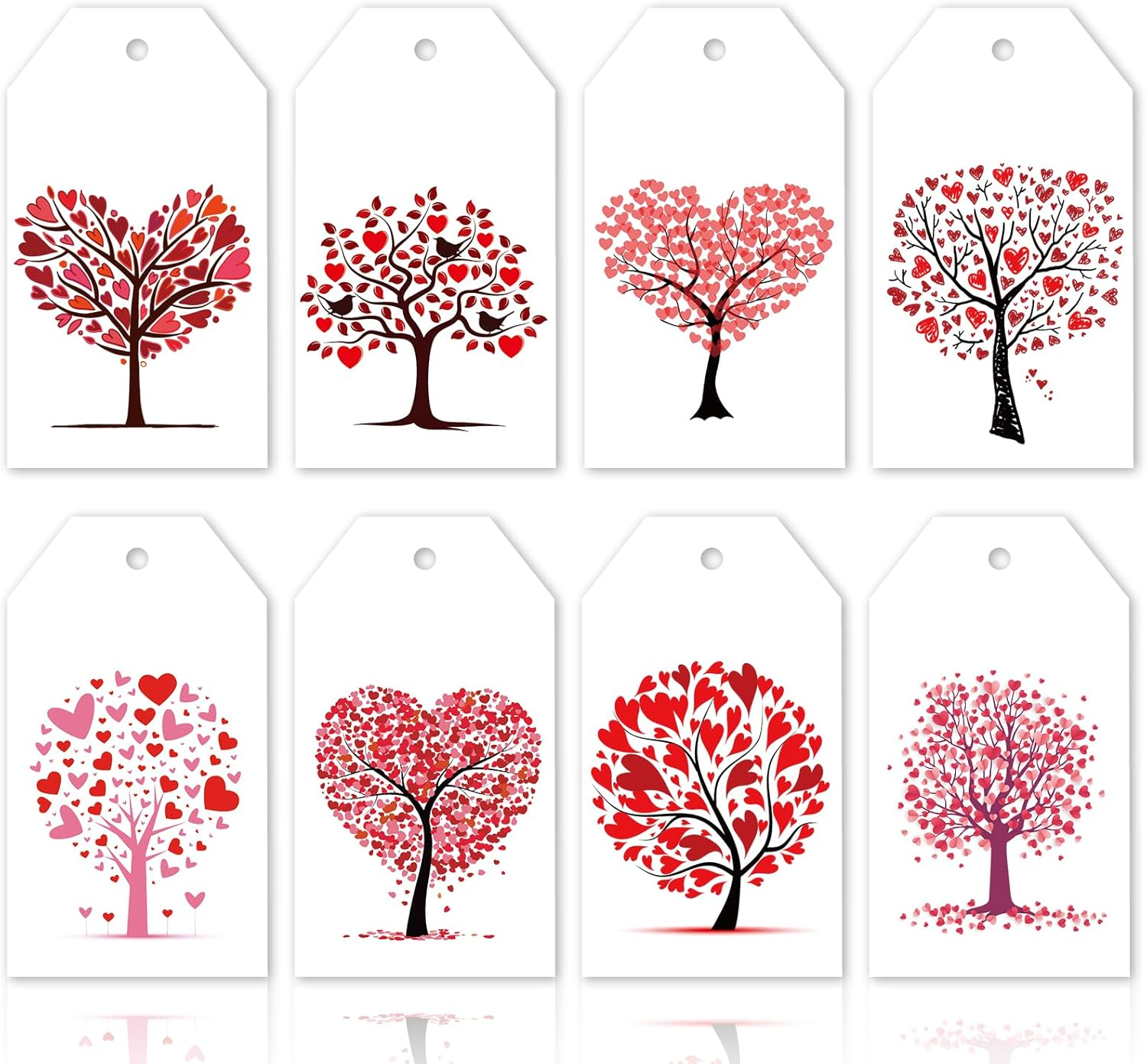 120 Pcs Valentine's Day Paper Gift Tags Red Heart Love Tree Hanging Label Tags