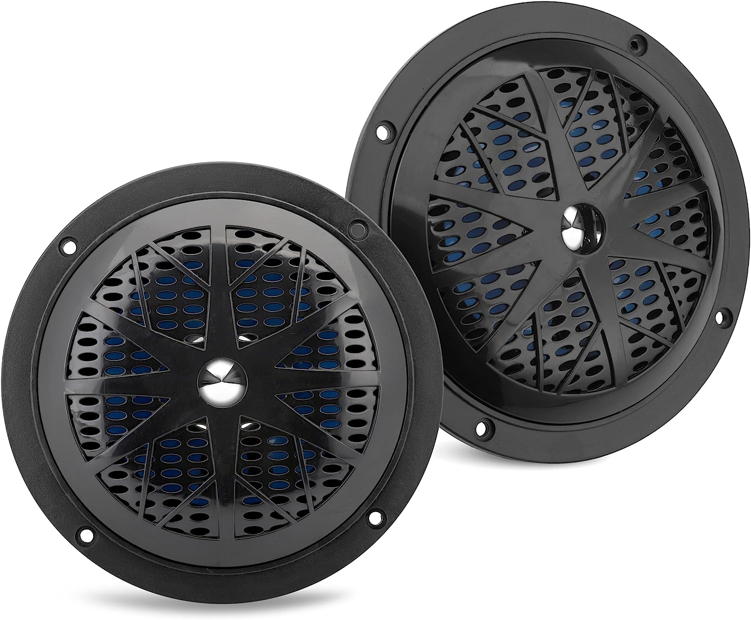 5.25 Inch Dual Marine Speakers - 2 Way Waterproof and Weather Resistant Outdoor Audio Stereo Sound System with 100 Watt Power, Polyprone Cone and Cloth Surround - 1 Pair (Black)