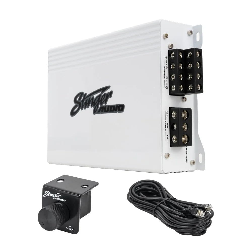 Audio MT-600.4M 1000 Watt RMS 4-Channel Compact Marine Audio Amplifier, Class D, Hexfet Mosfet, Water-Resistant, Crossover High-Pass/Low-Pass Filters