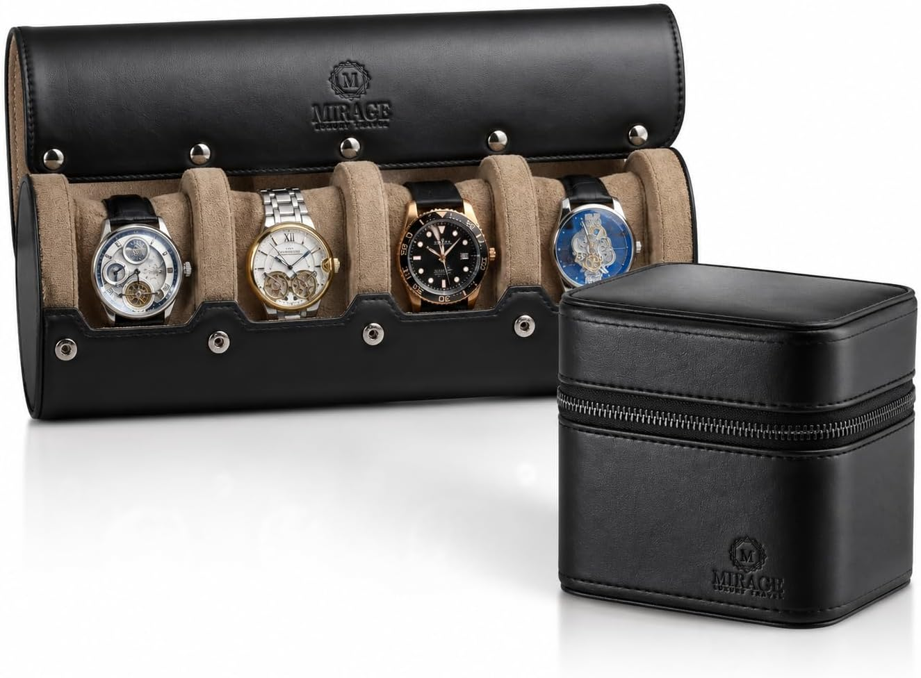 Heritage 4 Watch Roll & Luxury Watch Jewelry Travel Case Gift Set