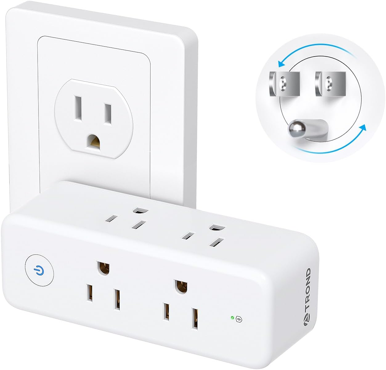 Outlet Extender with 360° Rotating Plug, 6 AC Outlet Splitter, Swivel Multi Plug Wall Adapter with Power Switch, 3 Way Electric Multiplug Expander for Home Office Travel Dorm