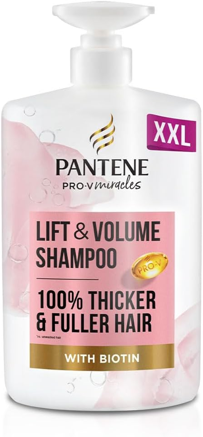 Pantene Lift'N'Volume Thickening Shampoo with Biotin, Silicone Free, 1L | XXL Pump. Pro-V Shampoo Enriched with Antioxidants. for Visibly Fuller & Thicker Hair, Provides Weighltess Nourishement
