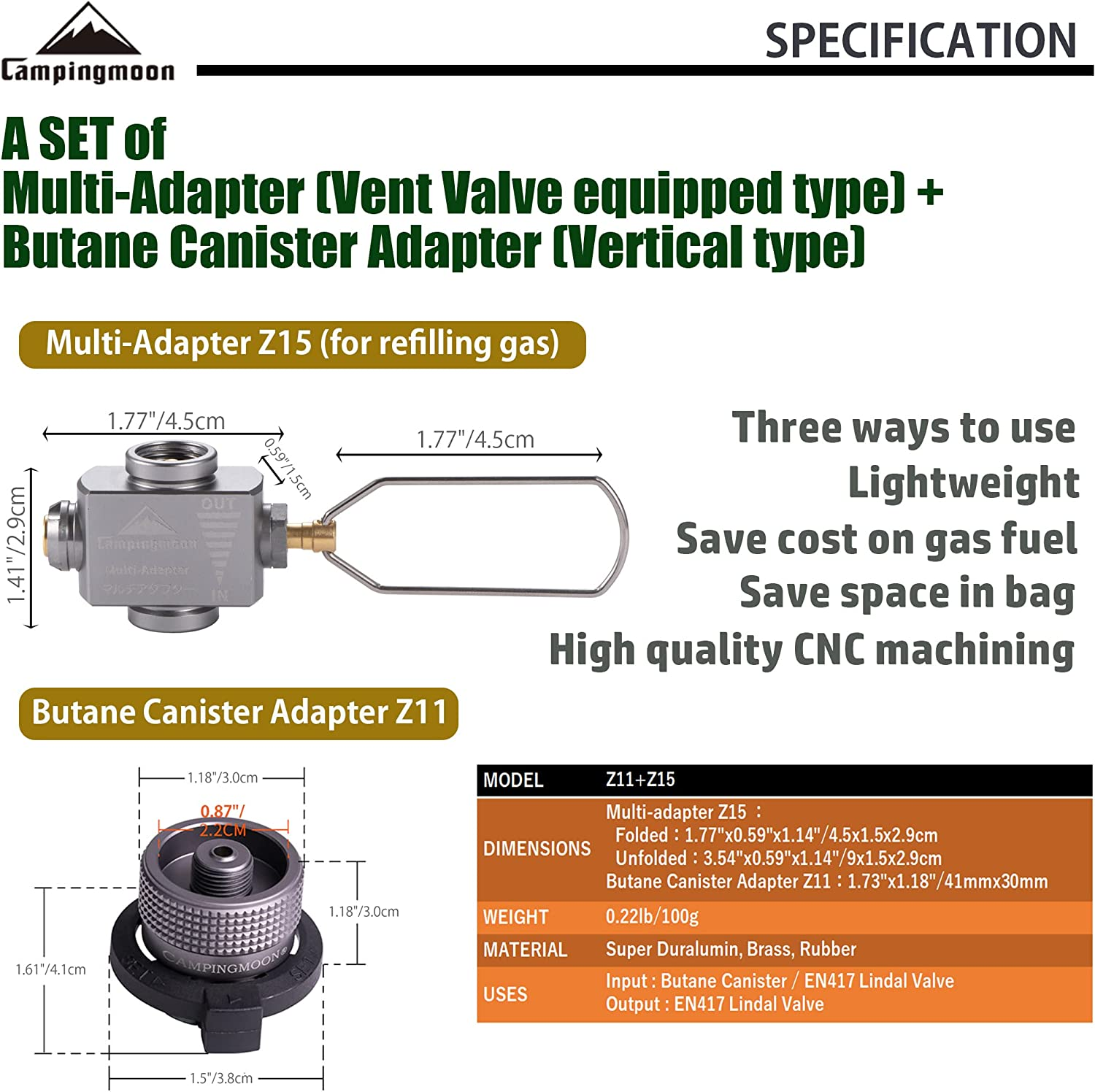 camping moon CAMPINGMOON Outdoor Gas Refill Adapter EN417 Lindal Valve(Vent V... - Picture 4 of 13