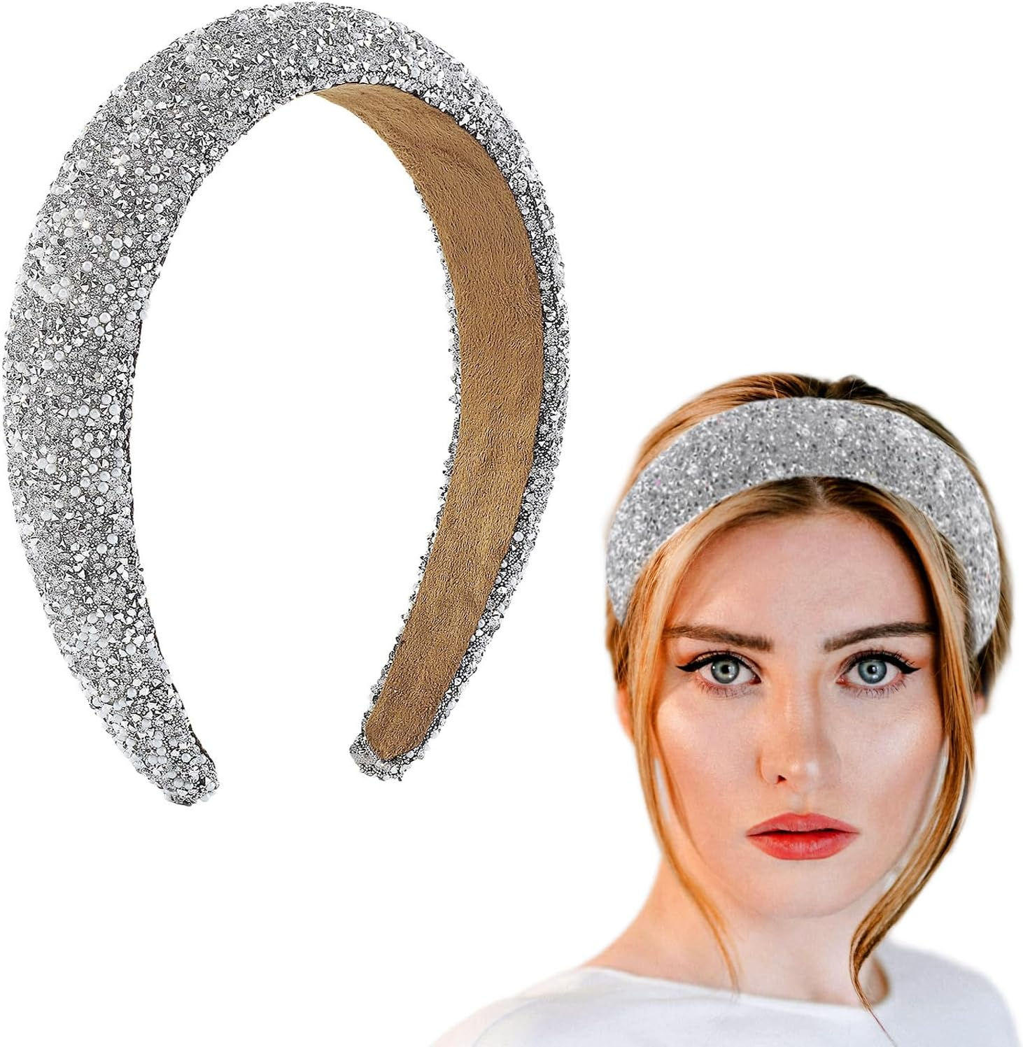 AWOCAN Rhinestone Headbands for Women Diamond Bling Rhinestone Wide Hairband ... - Picture 10 of 13