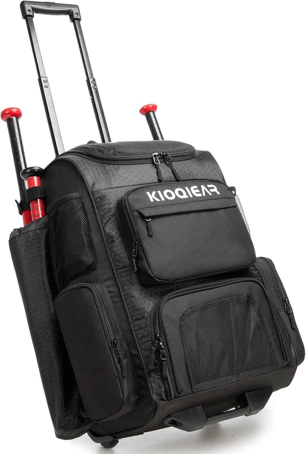 Rolling Baseball Bag with Wheels,Large Softball Bag with Fence Hook for 4 Bats & Equipment,Lightweight Baseball Bat Bag with Shoe Compartment.