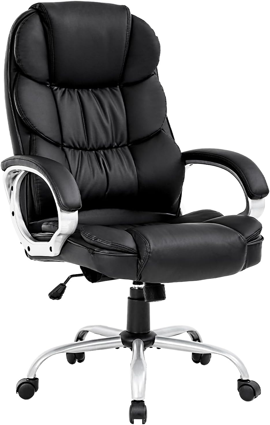 Office Chair Cheap Desk Chair Ergonomic Computer Chair with Lumbar Support Arms Headrest PU Leather Modern Rolling Swivel Executive Chair for Back Pain Women Men Adults,Black