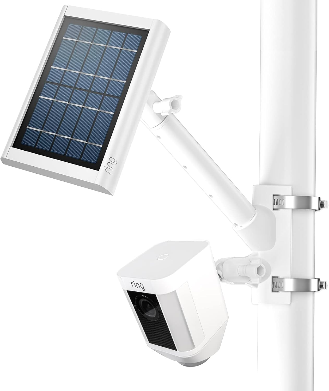 2-In-1 Pole Mount for Ring/Arlo/Blink Camera and Solar Panels, White