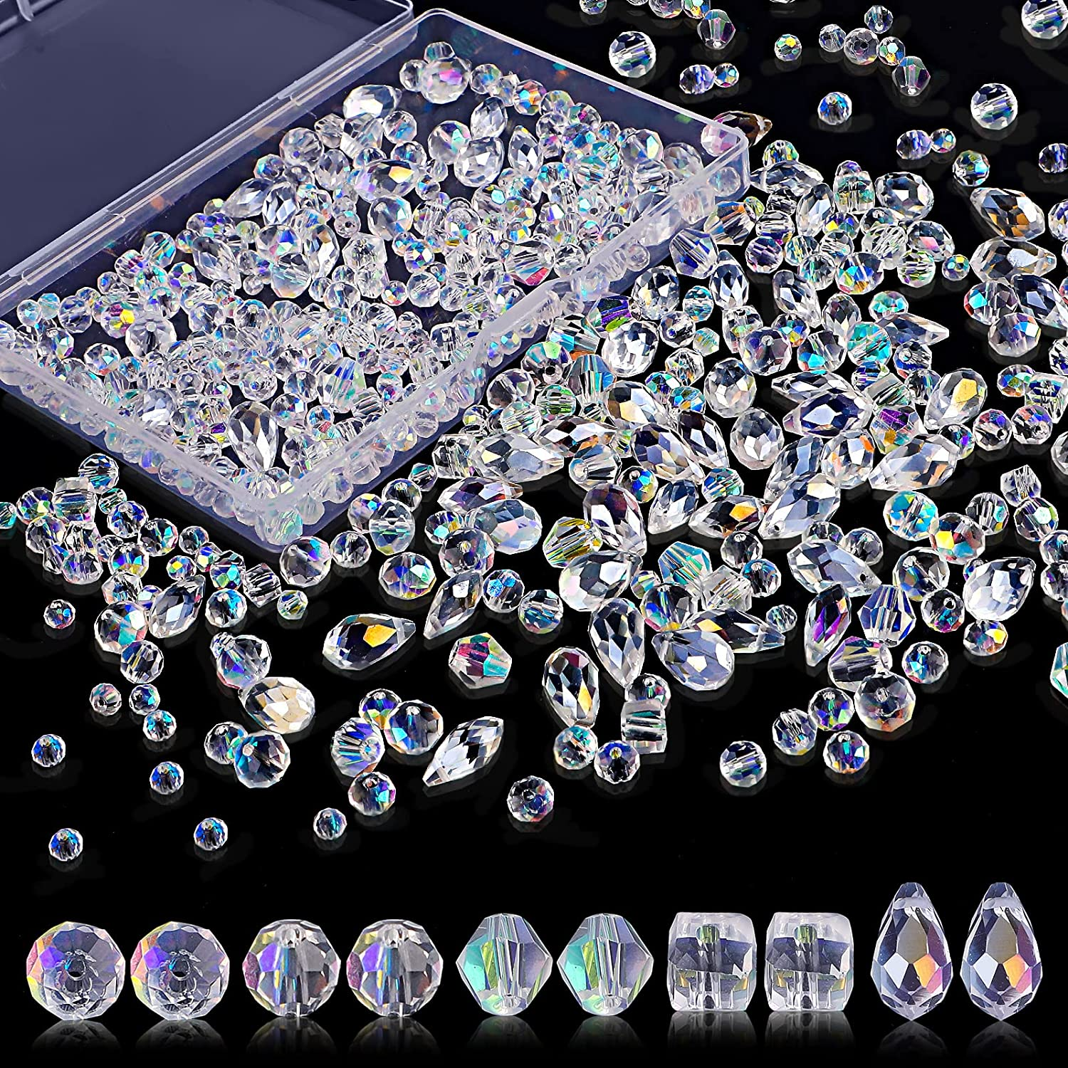 Crystal Glass Beads for Jewelry Making, 600 Pcs 4/6/8Mm Suncatcher Beads