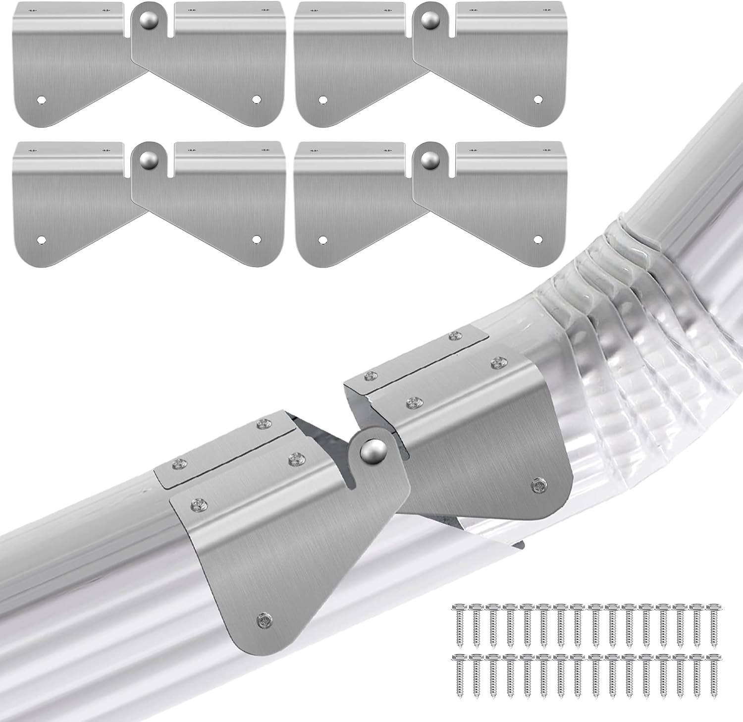 4Pcs Gutter Extension Hinge, Downspout Extension Flip-Up Hinge, Easy DIY Installation on Any Size Rectangle or Square Downspout (4)