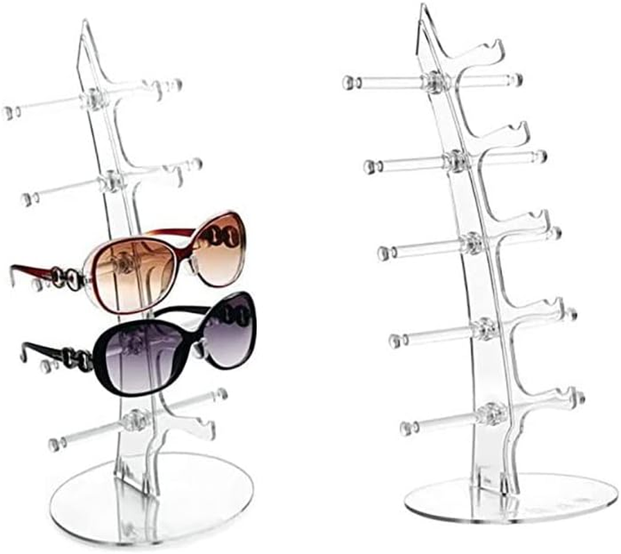 2 Organizadores Exhibidor De Lentes Sol Soporte De Acrilico Para 5 Gafas Juego