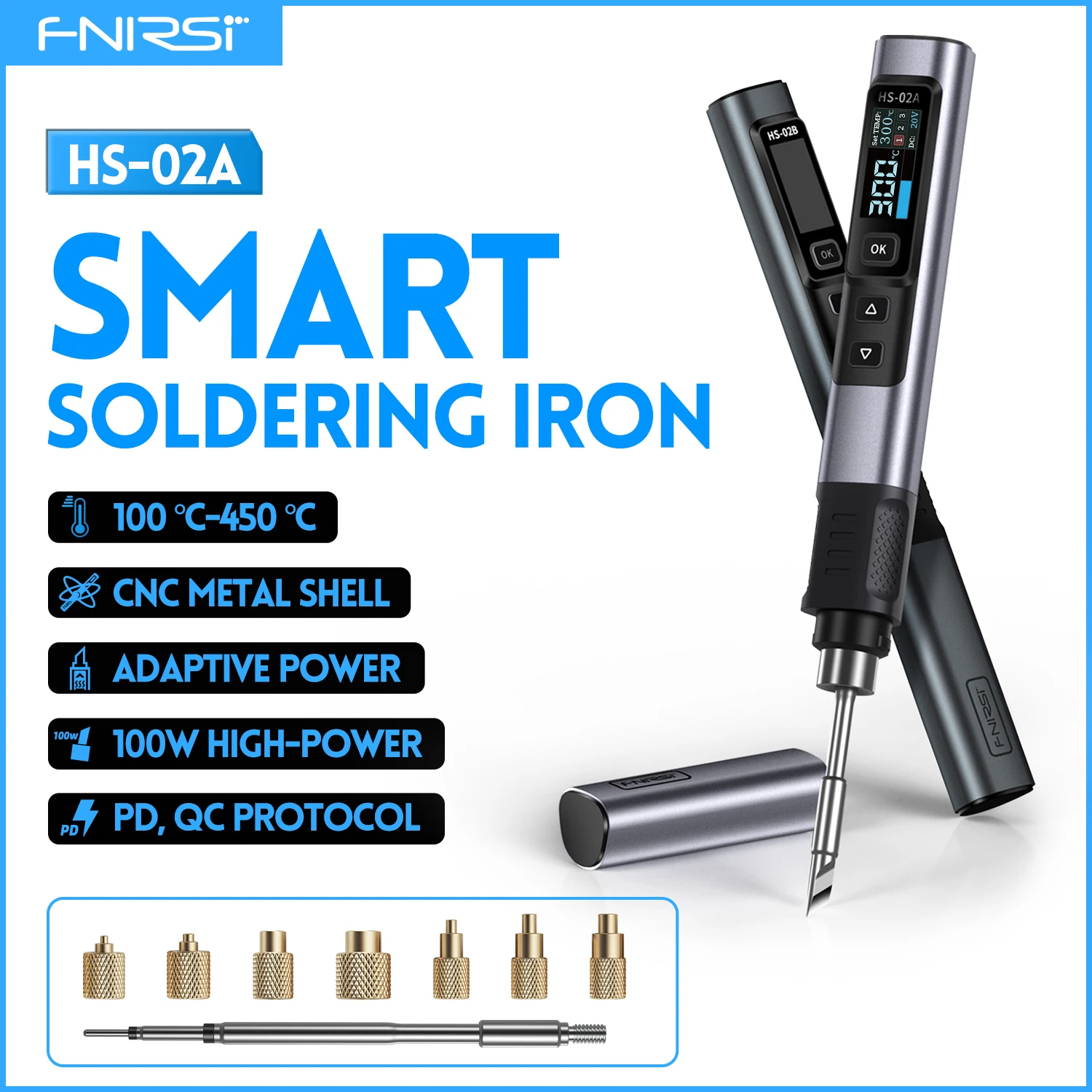 HS-02A Soldering Iron with Heat Insert Nut Tool Kit M2-M8 Embedded Internal Thread Nut and C245 Iron Tip for 3D Printer