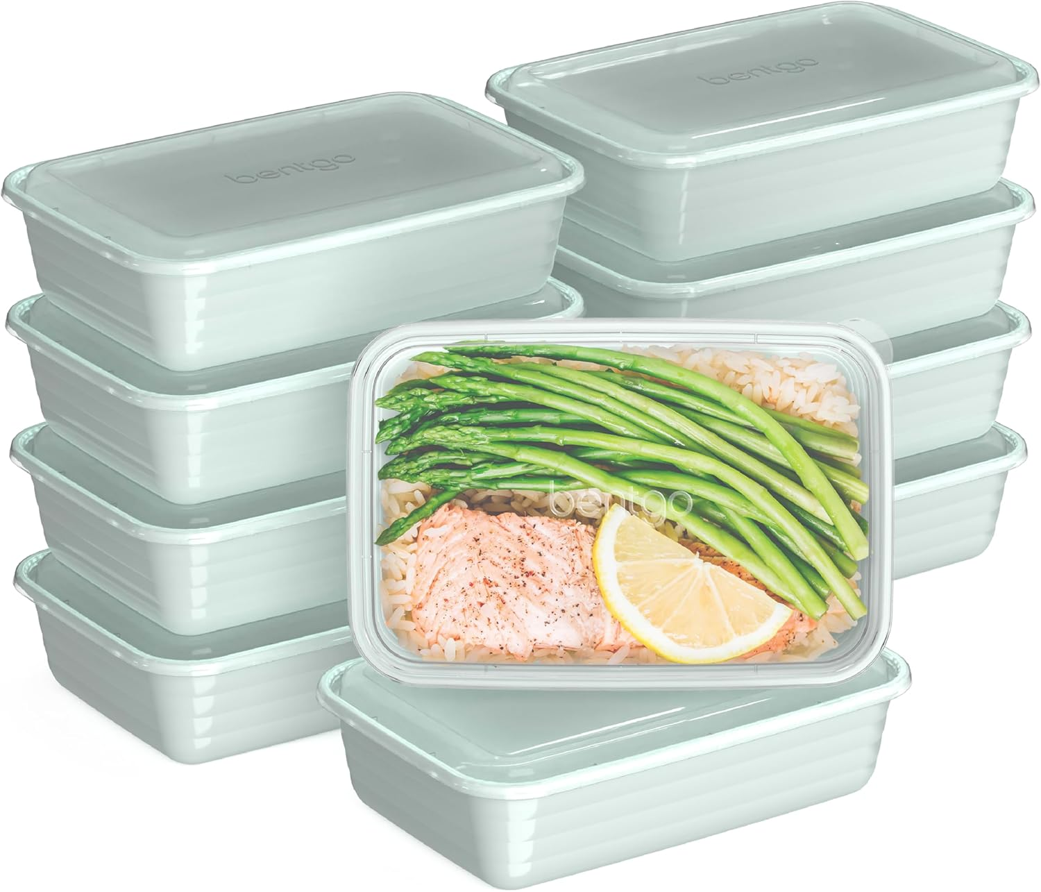 Prep - 20-Piece 1-Compartment Reusable Meal Prep Containers with Lids, PFAS & BPA Free Materials, Durable, Microwave, Freezer, & Dishwasher Safe to Go  Storage (Mint)