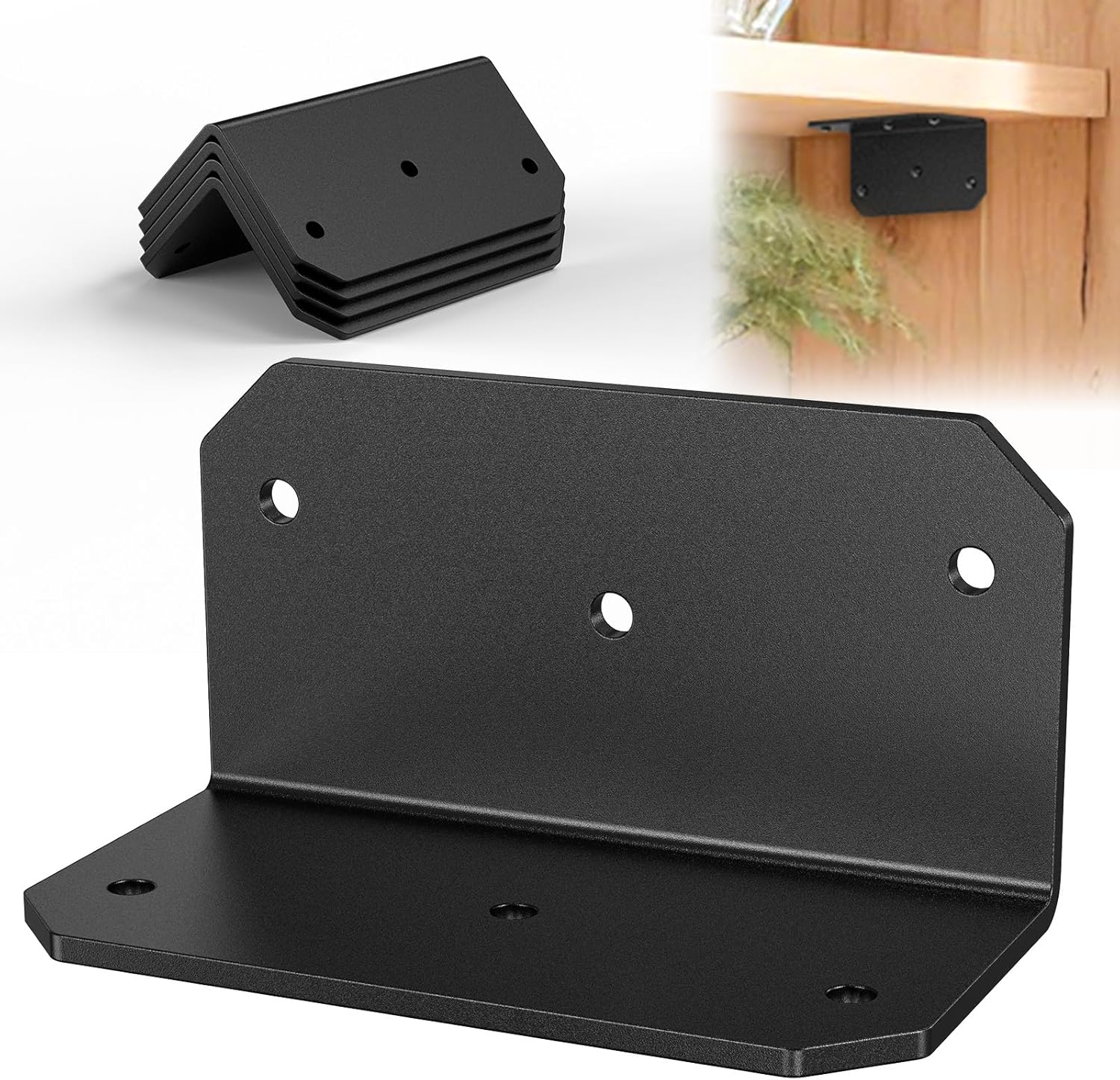 4 Inch Black L Bracket for Wood - Heavy Duty 90° Angle L Corner Brackets, 4