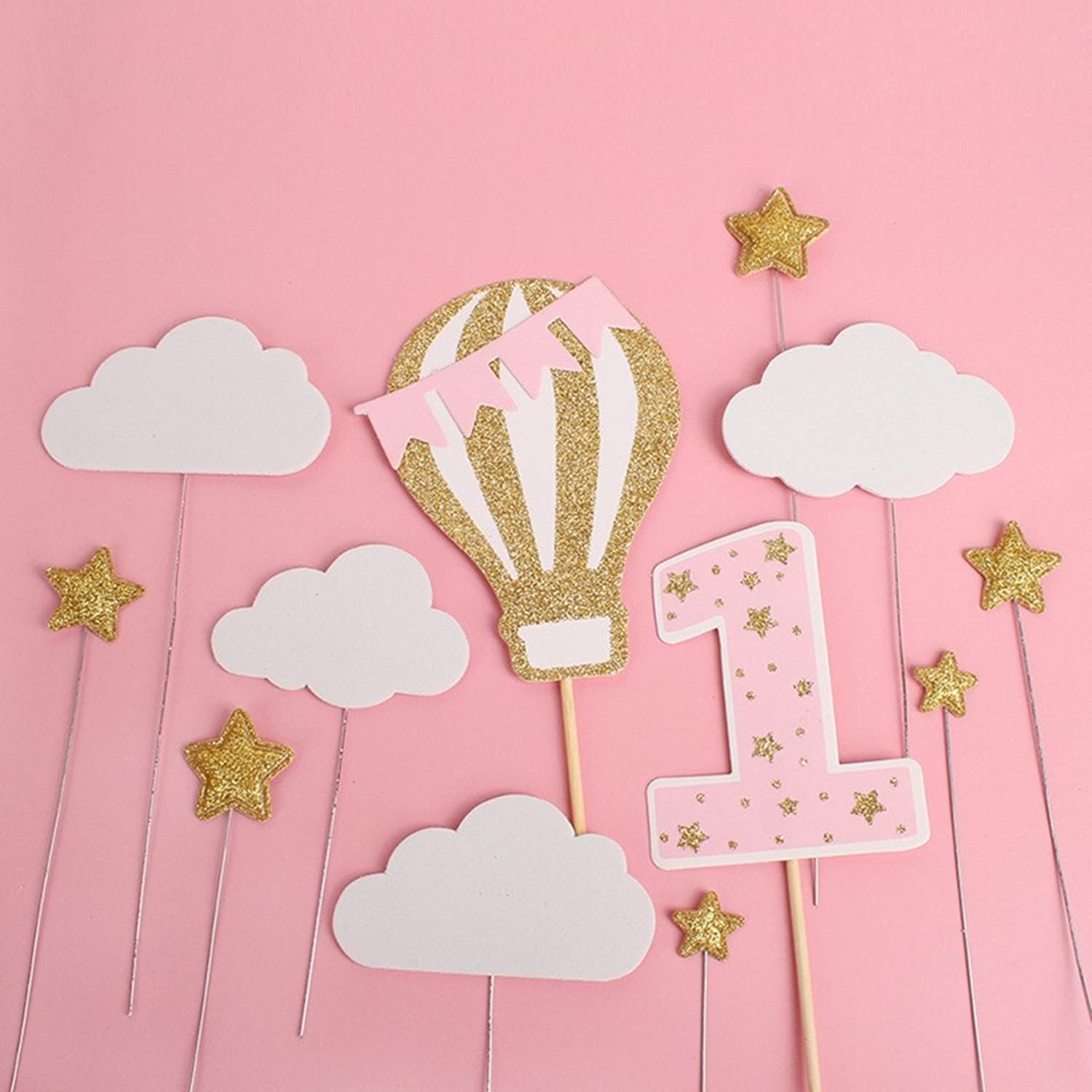 12 Pack Hot Air Balloon Cake Topper with White Cloud Little Stars for Boys Fi... - Picture 8 of 14