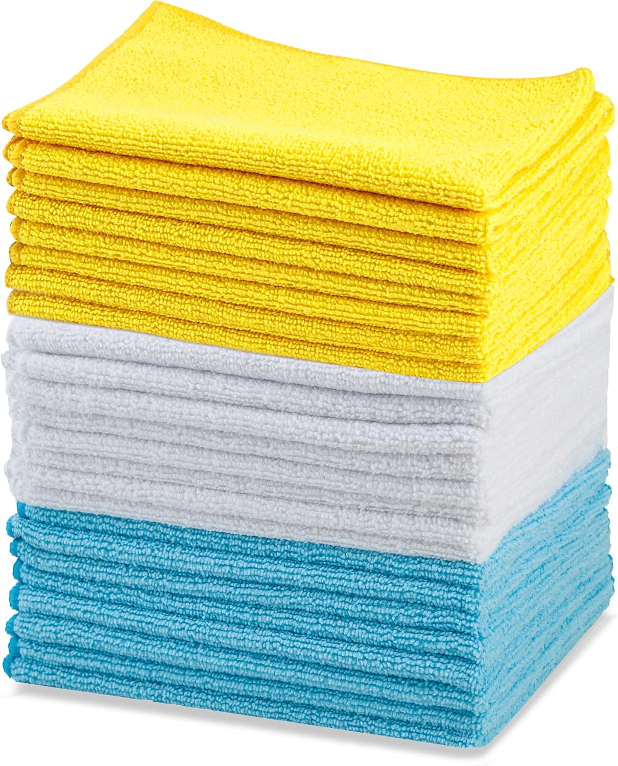 Amazon Basics Microfiber Cleaning Cloths, Ultra Absorbent, Lint Free, Streak Free, Non-Abrasive, Reusable and Washable, 16