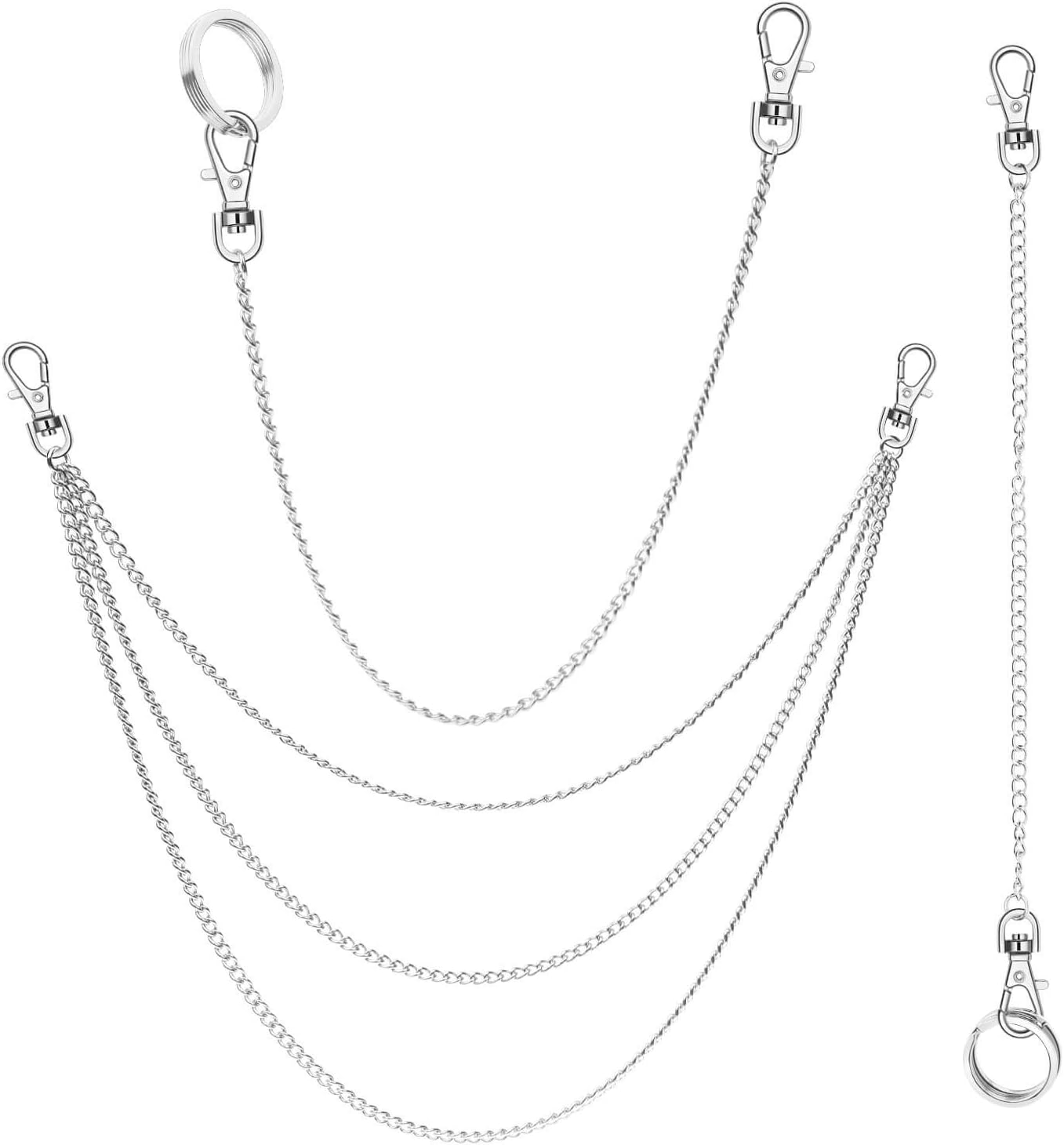 Anezus 3Pcs Belt Chain, Pocket Chain, Chains for Wallet, Pants, Jeans, Goth Accessories for Eboy, Egirl, Men and Women