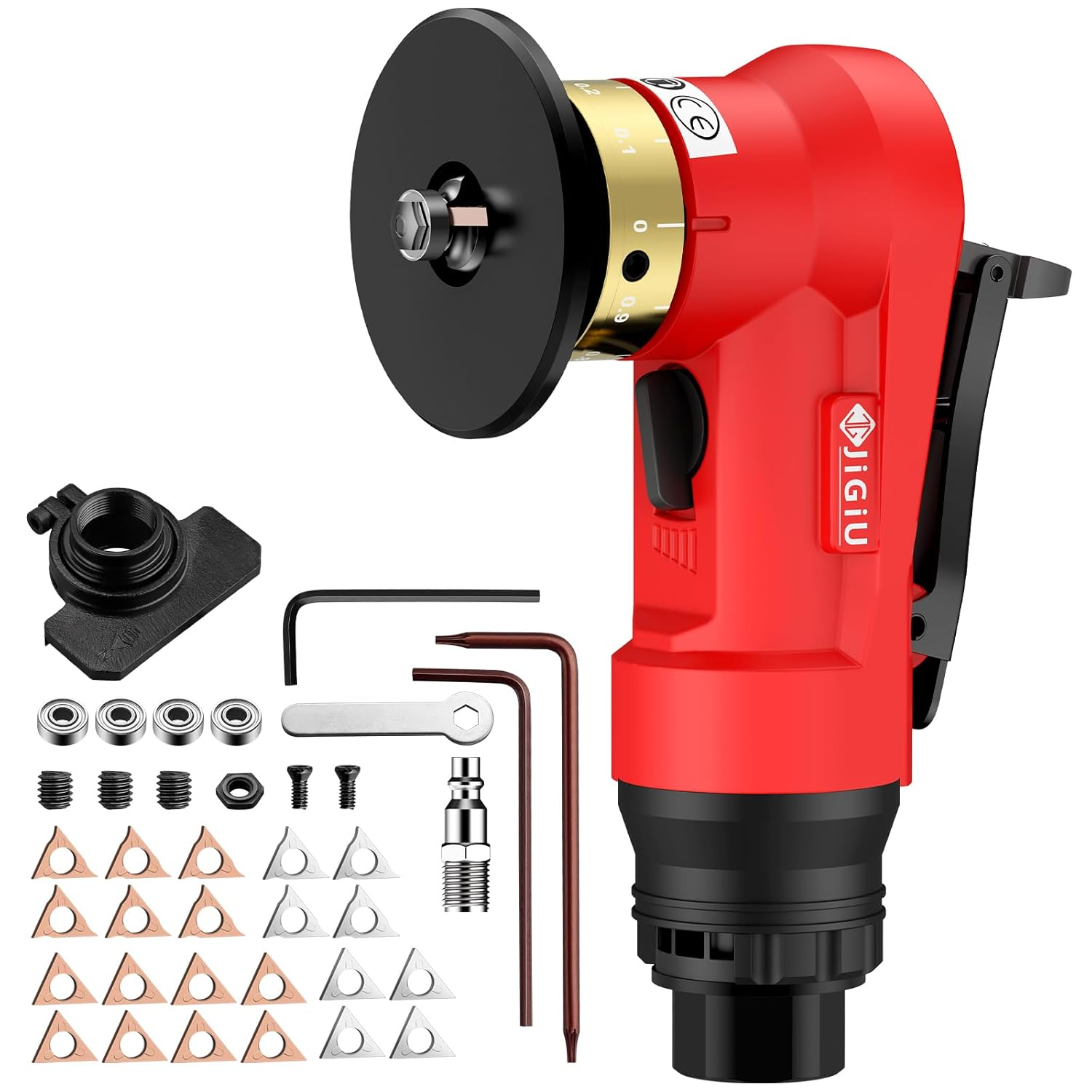 Upgraded Air Chamfer Tool with Straight Guide Plate Mini Pneumatic Chamfering Machine 30000RPM 45°Pneumatic Beveling Machine 0.1-0.9Mm Depth Adjust with 1/4 Inch Air Inlet for Metal Wood-Red