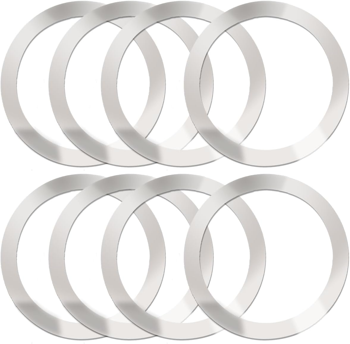 8 Pcs Universal Metal Rings Sticker Compatible for Magsafe Magnetic Wireless Charger Iphone 15 14 13 12 Pro Mini Max Galaxy, Ultra-Thin Car Charger Conversion Accessories (NO Magnet), Silver
