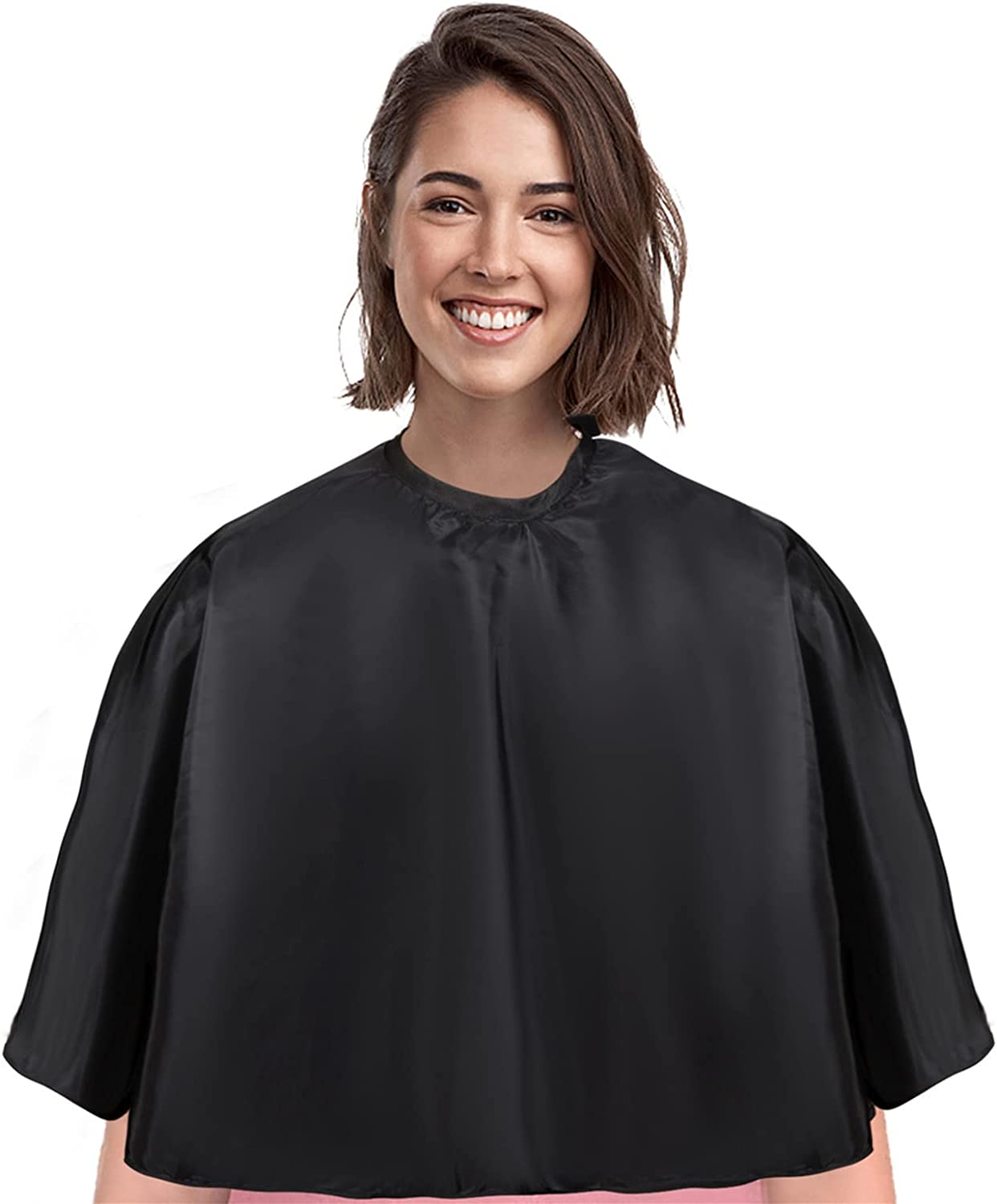 Short Barber Cape, Waterproof Nylon Salon Hair Cutting Cape, Makeup Artist Cape for Hair Dye, Comb-Out, Styling, Shampoo