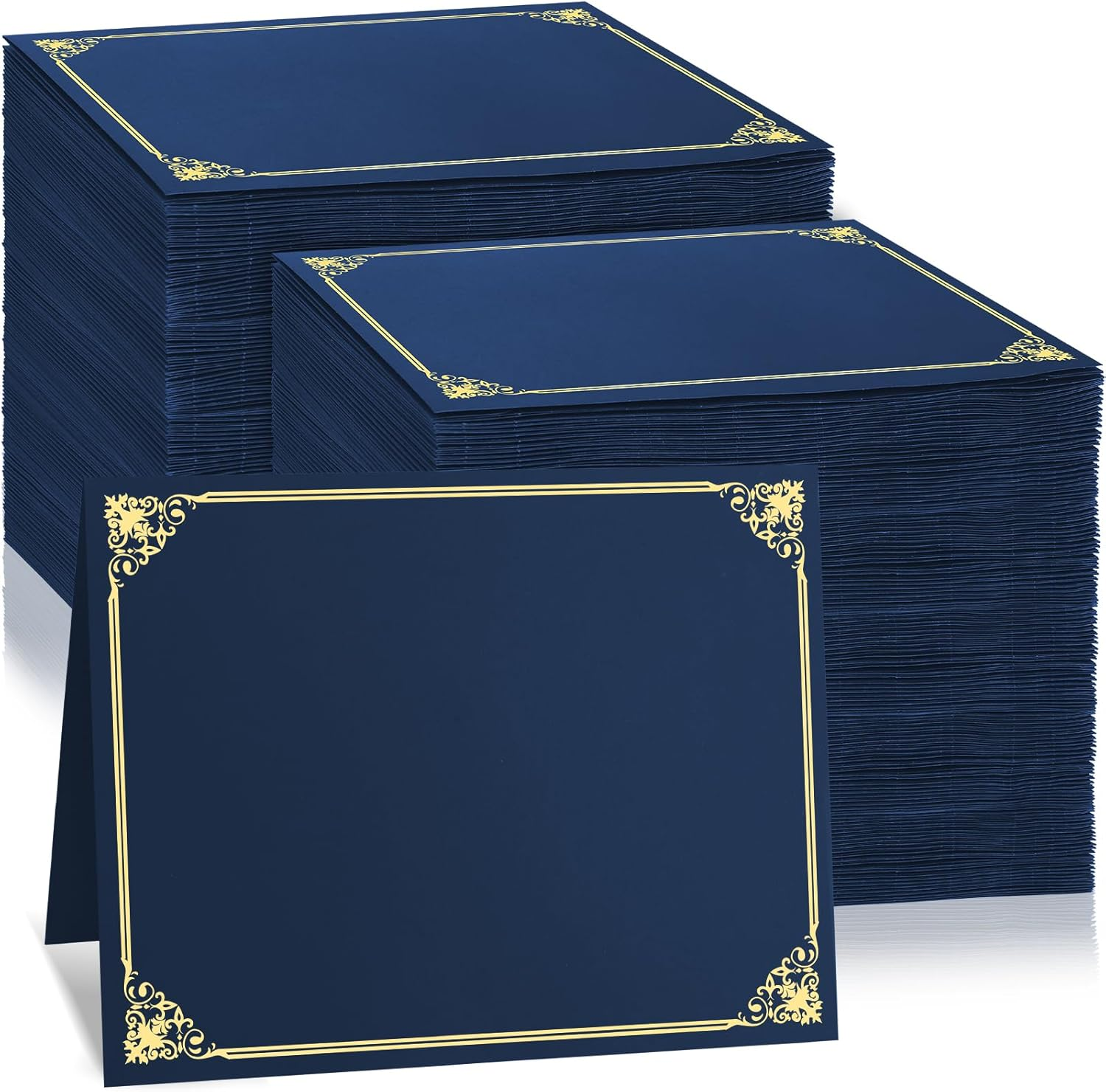 150 Pcs Certificate Holders Bulk, Navy Blue Diploma Covers Gold Foil Border, Document Covers for Letter Size 8.5X11