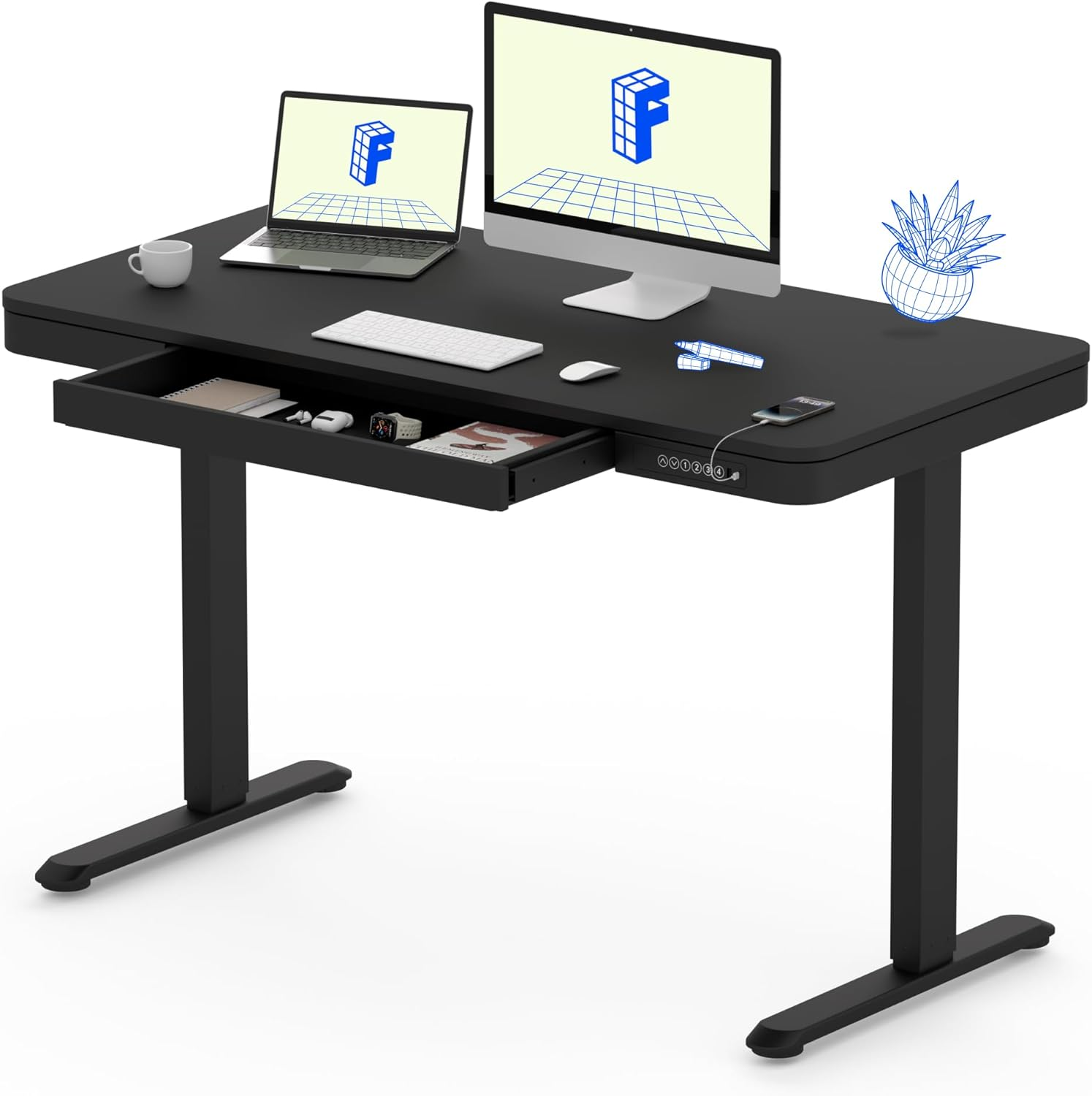 FLEXISPOT EW8 Comhar Electric Standing Desk with Drawers Charging USB A to C ... - Picture 11 of 15