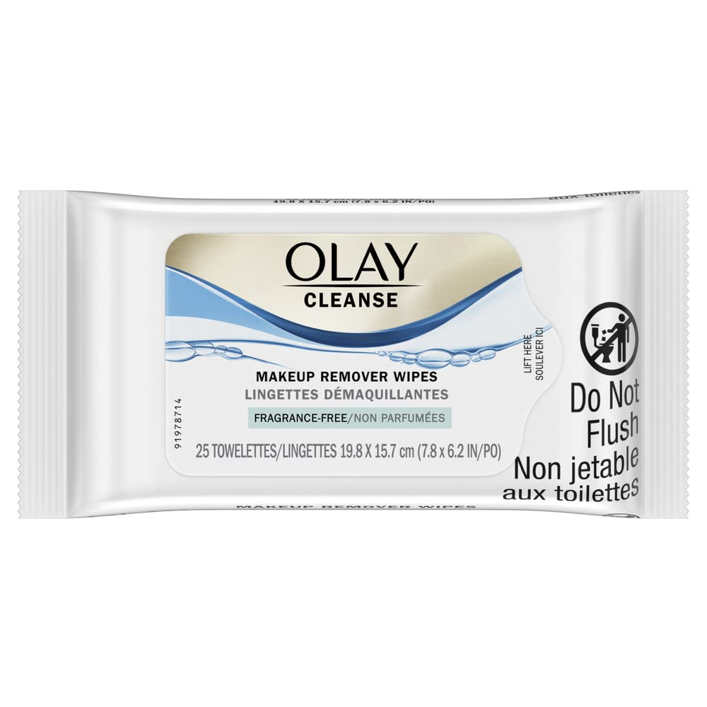 Olay Cleanse Makeup Remover Wipes, Fragrance Free, 25 Count