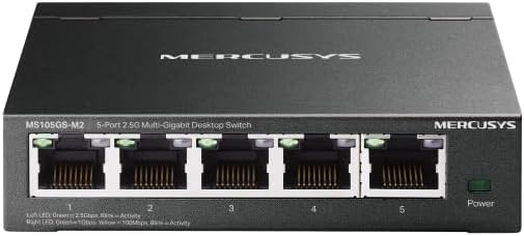 5-Port 2.5G Multi-Gigabit Desktop Switch, All 2.5G Ports, Super-Fast Connections, Qos, Fanless, Suitable for Nas/Server/Ap/Nvr/4K Video/Computer, Plug & Play, Metal Casing (MS105GS-M2)
