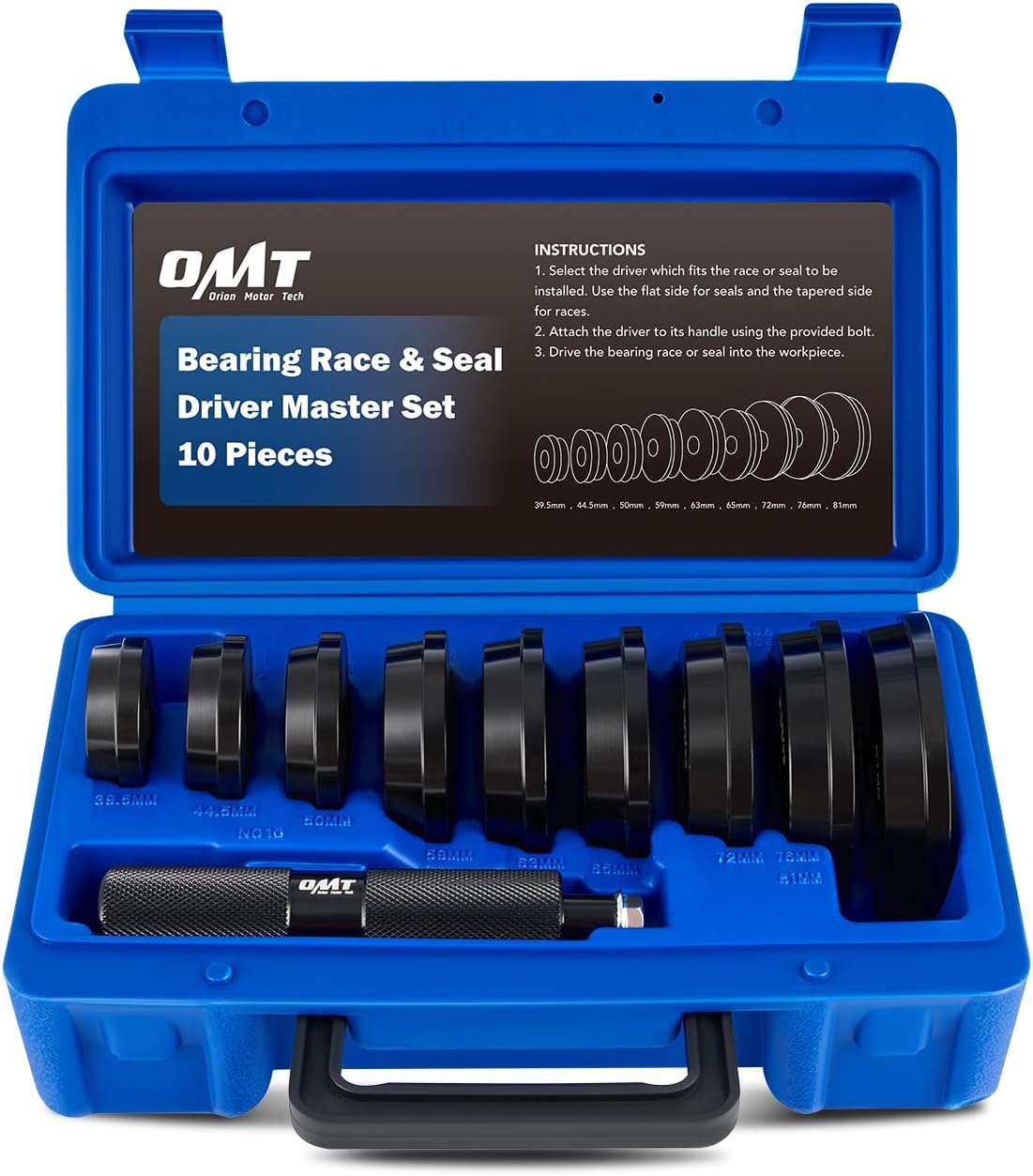 Bearing Race and Seal Bushing Driver Install Set 9 Discs Collar Axle Housing with Carrying Case Master/Universal Aluminum Bush Drive Seal Kit for Automotive Wheel Bearings