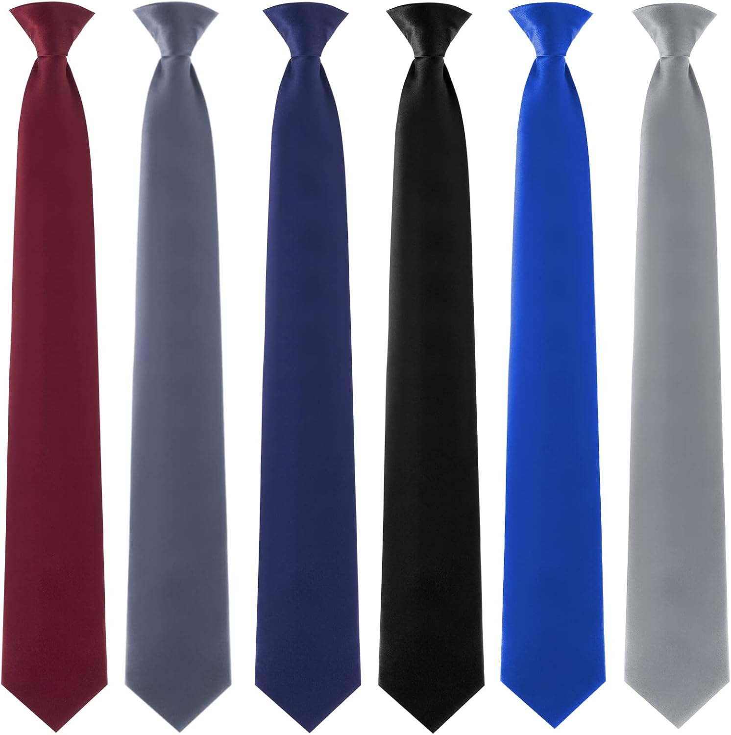 Haysandy 6 Pcs Clip on Ties for Men Solid Color Men'S Tie Pretied Necktie 20 Inches for Office School Uniforms