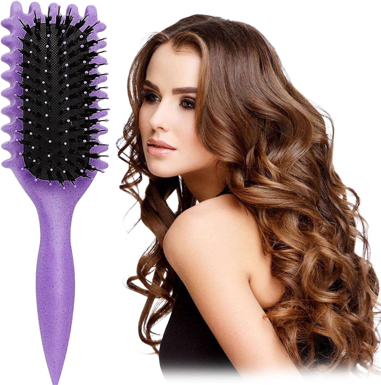 Curly Hair Brush for Defining and Detangling - Bounce Curl Boar Bristle Brush... - Picture 2 of 14