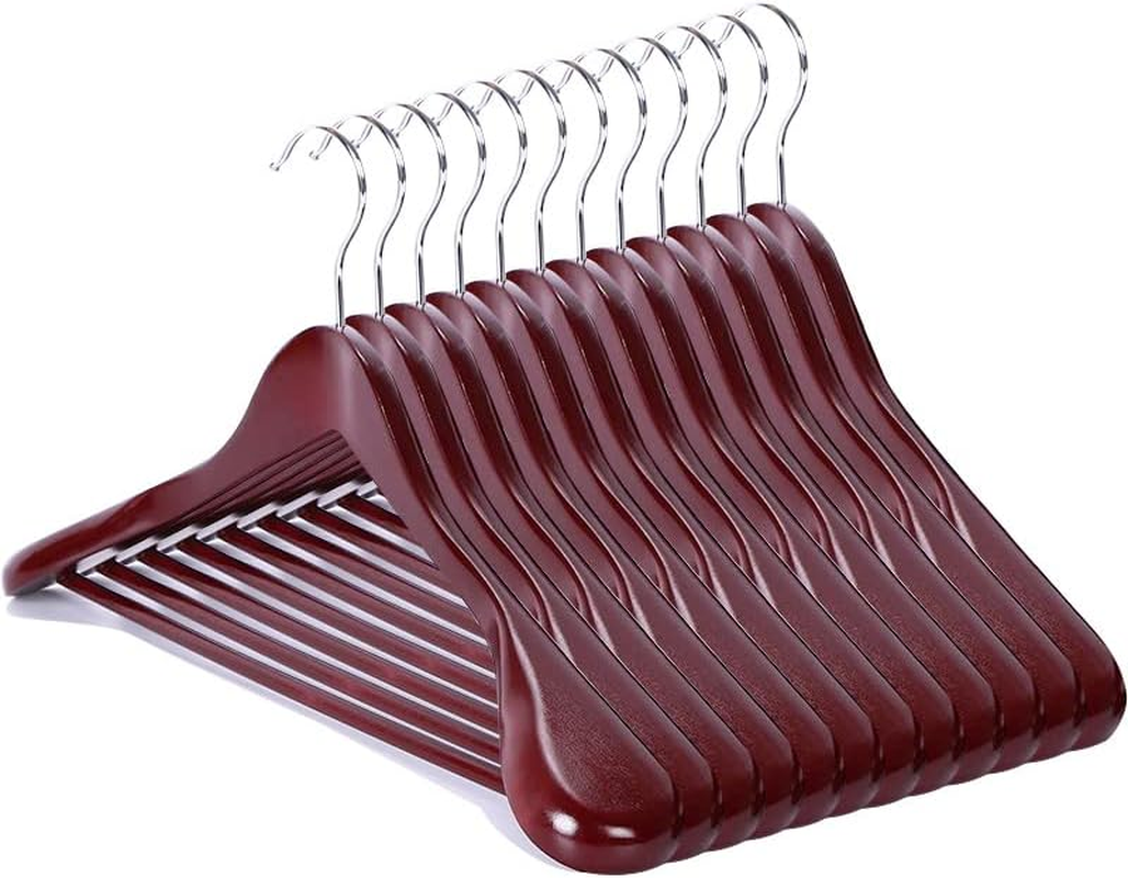 10 Pack Wooden Hangers Suit Hangers Skirts Hangers Coat Hangers with Clips, W... - Picture 12 of 15