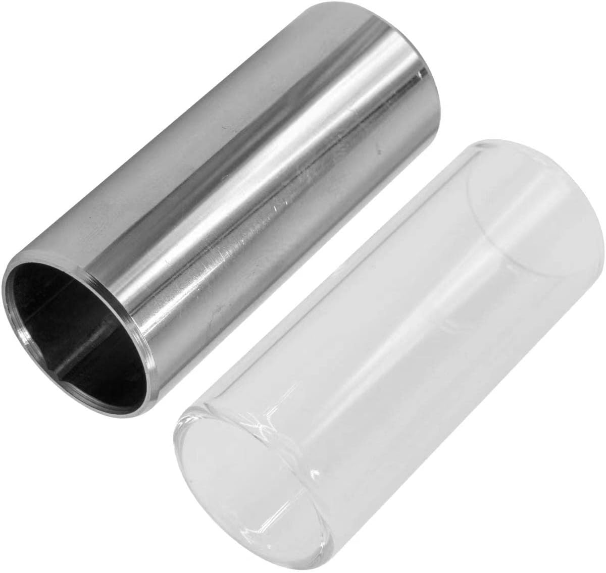 Pack of 2 Guitar Slides Set, 60Mm Guitar Glass Slide and Stainless Steel Guitar Slide for Acoustic Electric Bass Guitar