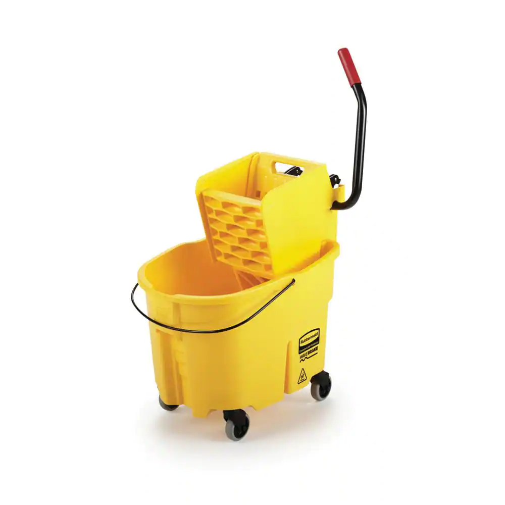 Plastic Mop Bucket w/ Wringer Rubbermaid Commercial Products WaveBrake 8.75 Gal.