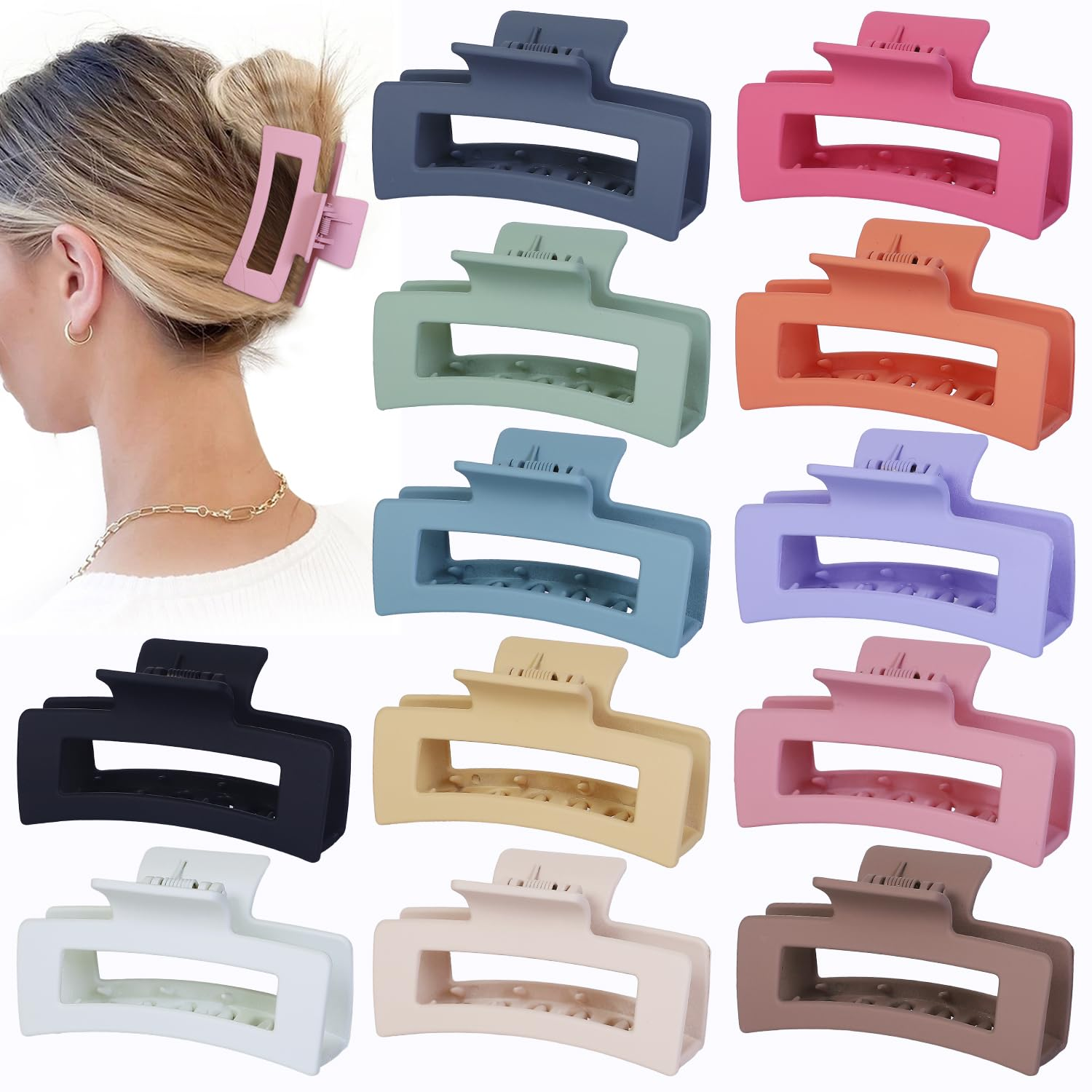 12 PCS Medium Colorful Hair Clips for Women