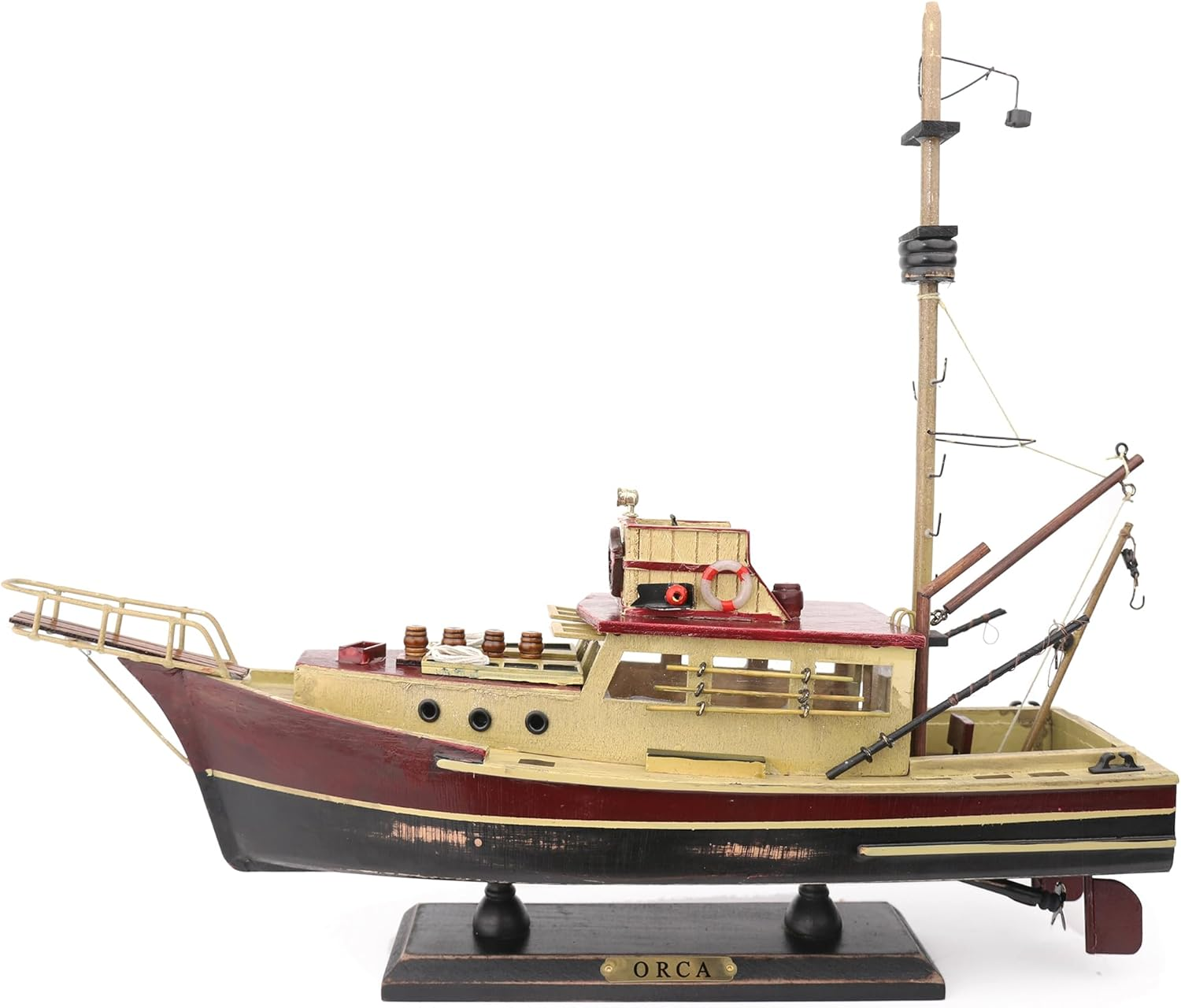 Jaws Orca Wooden Ship Model Shark Fishing Boat Pre-Assembled Antique Finish Sailboat Decor (Orca-15Inch)