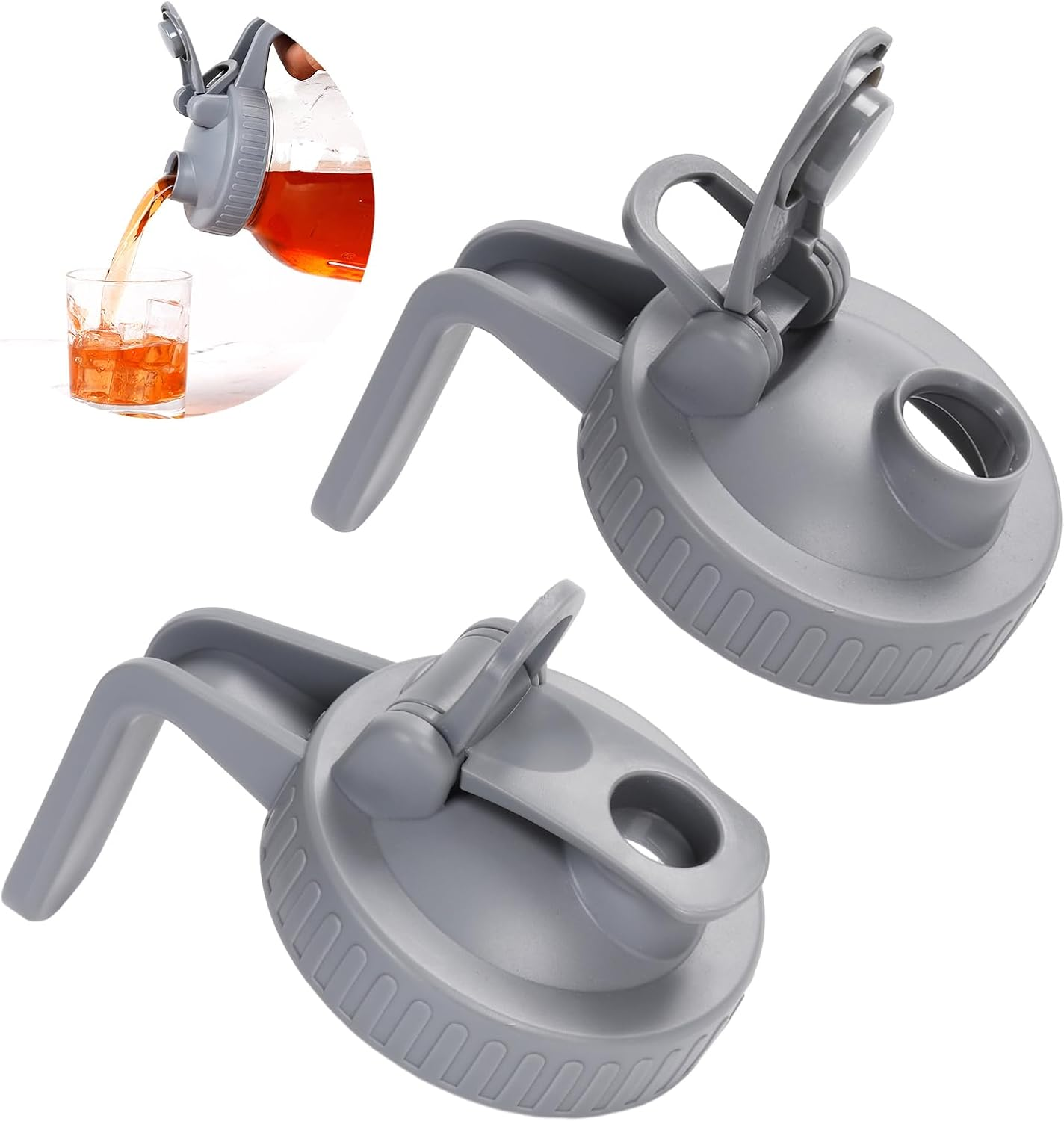 Wide Mouth Mason Jar Pour Spout Lid with Handle - 2 Pack