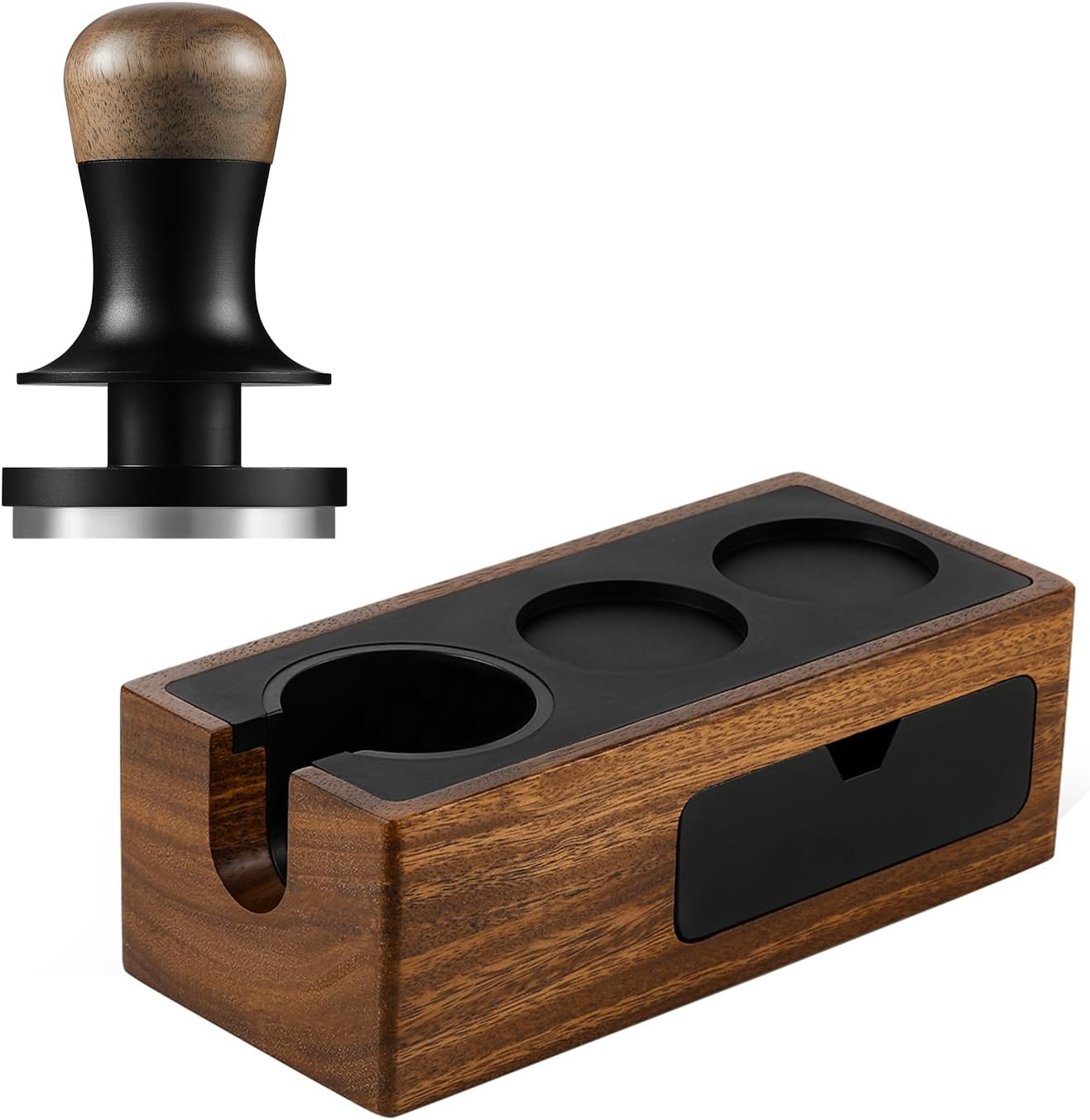 53mm Wooden Espresso Tamper & Portafilter Holder - Perfect for Coffee Lovers