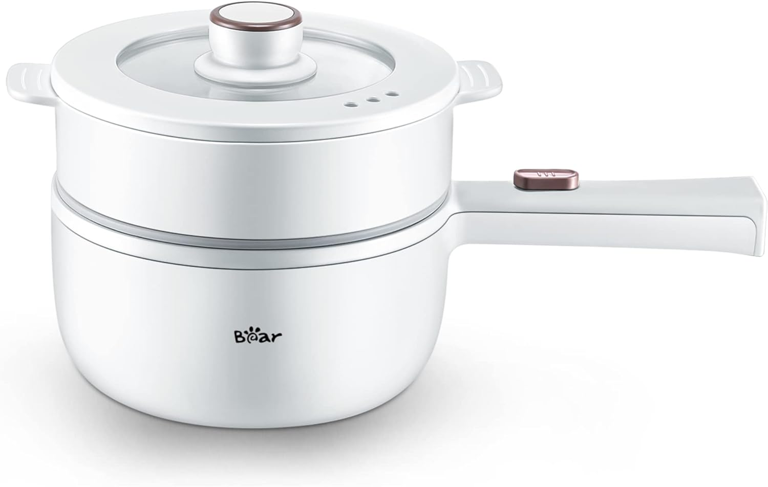 Bear Electric Hot Pot 1.6L w/ Steamer Nonstick Mini Cooker Ramen Egg Soup Pan
