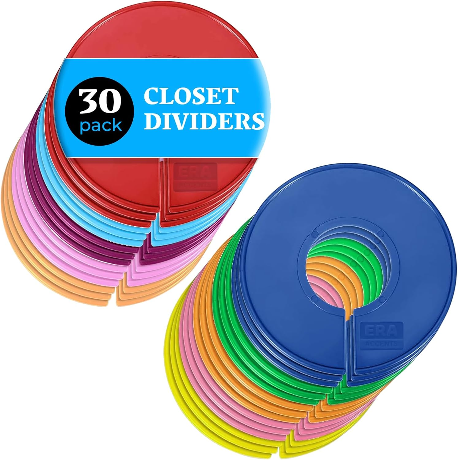 Set of 30 Color Closet Dividers for Hanging Clothes – Clothing Rack Dividers for Organization