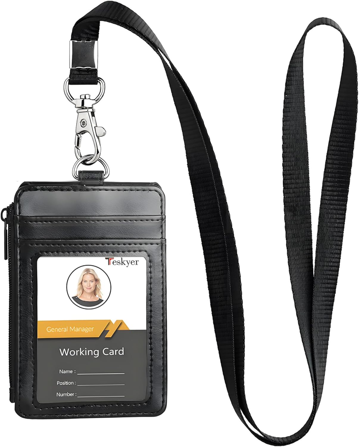 card sleeve for lanyard Top Load 3-Card Badge Holder with With the help of it Leather ID Badge Holder with