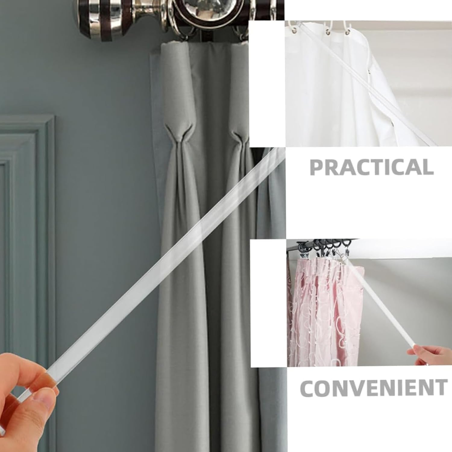 4pcs Pull Rod, Clear Invisible Opening & Closing Stick, Drapery Replacement P... - Picture 7 of 14
