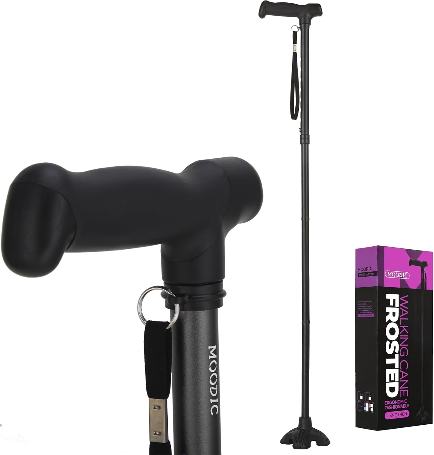 Tall Men'S Walking Cane 42.52 In. Extra Long Walking Canes Easy to Travel Is Suit for Big People over 5 Feet 9 Inches (Black)
