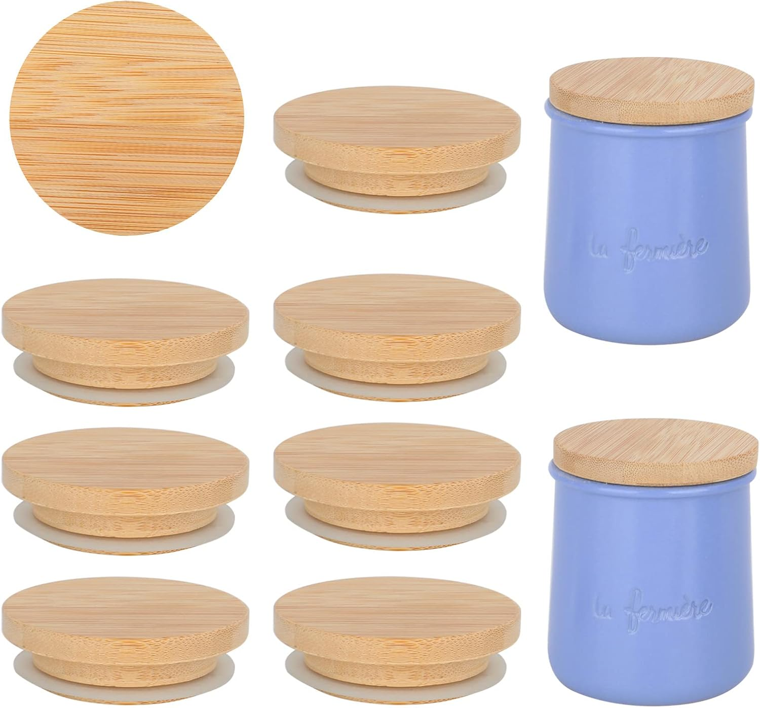 La Fermiere Yogurt Jar Lids- 12PC Bamboo Jar Lids for La Fermiere Yogurt Jars...