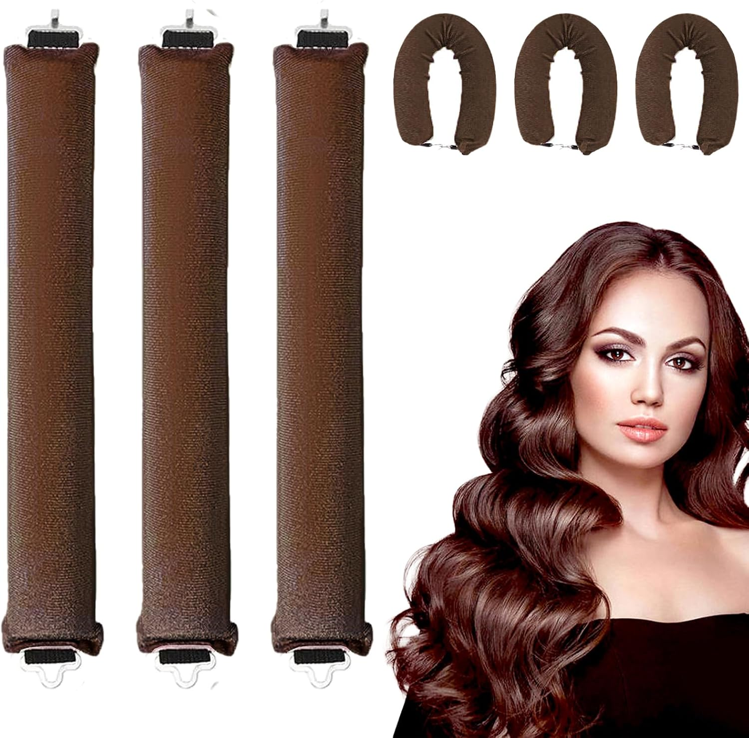 KEYRI 3 PCS Heatless Curlers Heatless Curling Rod Overnight Hair Curlers