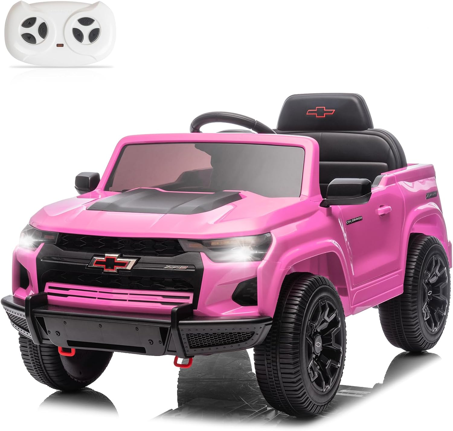 12V Licensed Chevrolet Colorado Electric Ride on Car for Kids, Pink