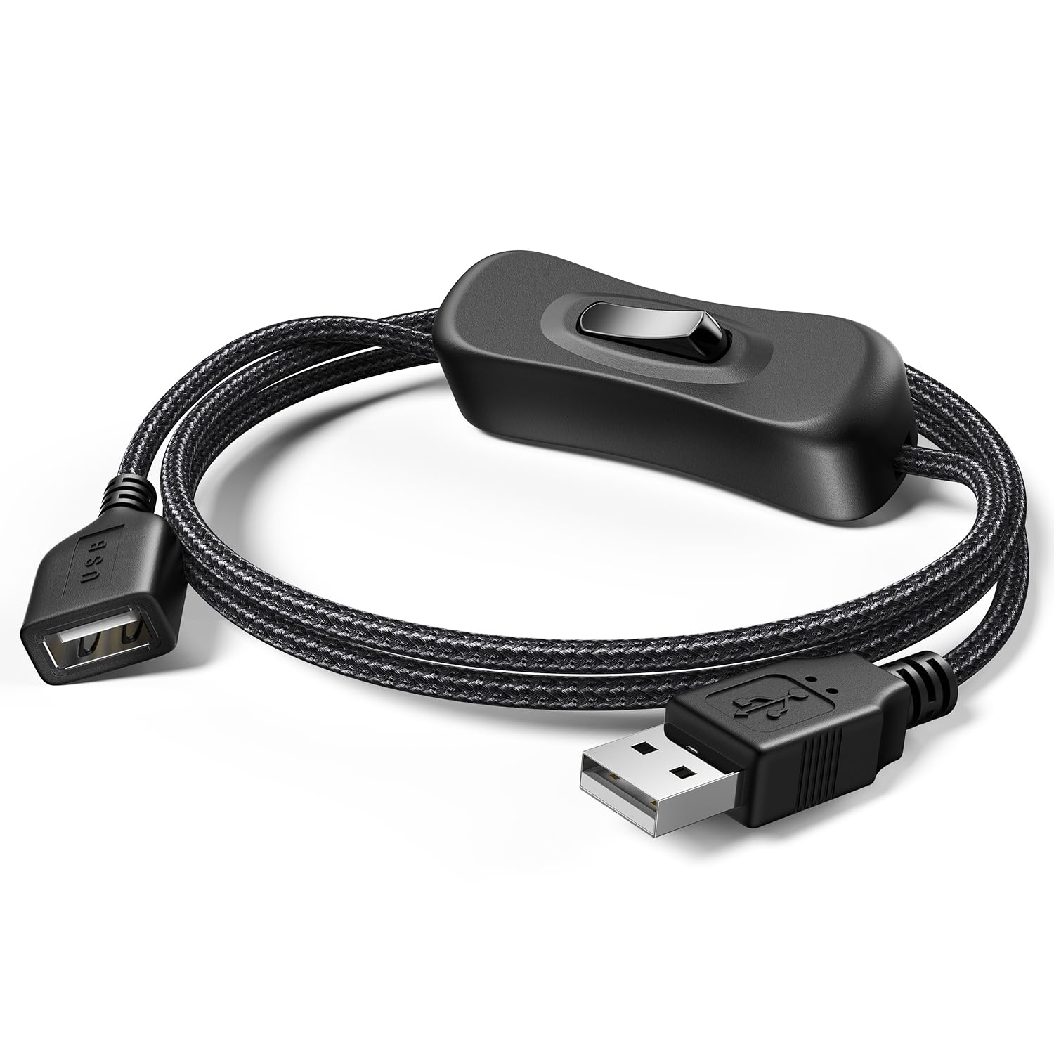 USB Switch Extension Cable, (Upgraded Data + Power) USB Extension Cord with On/Off Power Switch Cable for LED Strips, Ios System, Etc- 3.3 FT