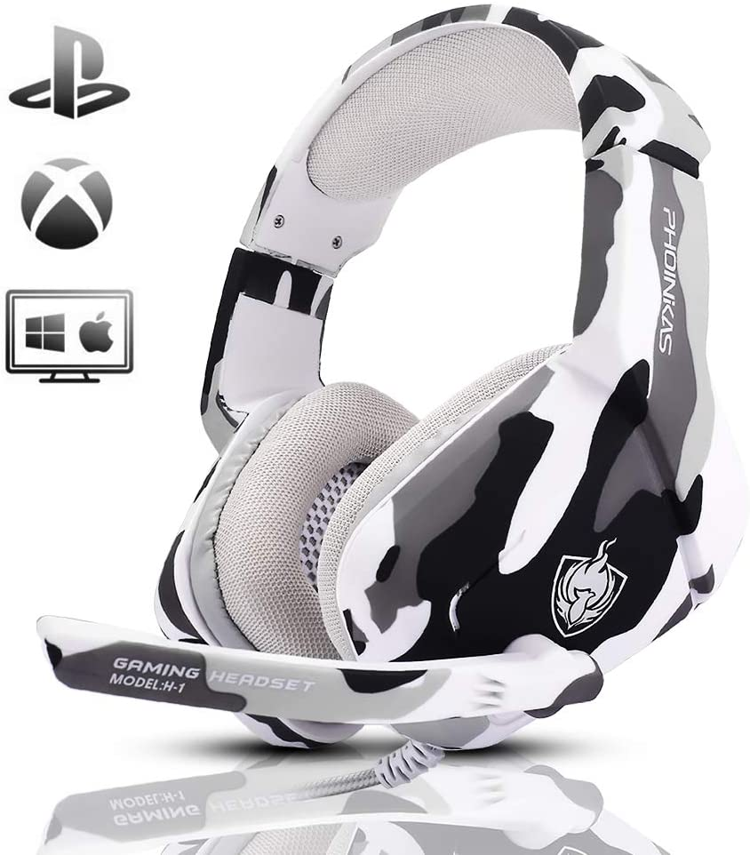 Gaming Headset for PS4, Xbox One, PC, Laptop, Mac, Nintendo Switch, 3.5MM PS4 Stereo Headset over Ear Headphones with Noise-Cancelling Mic, Bass Surround - Camo