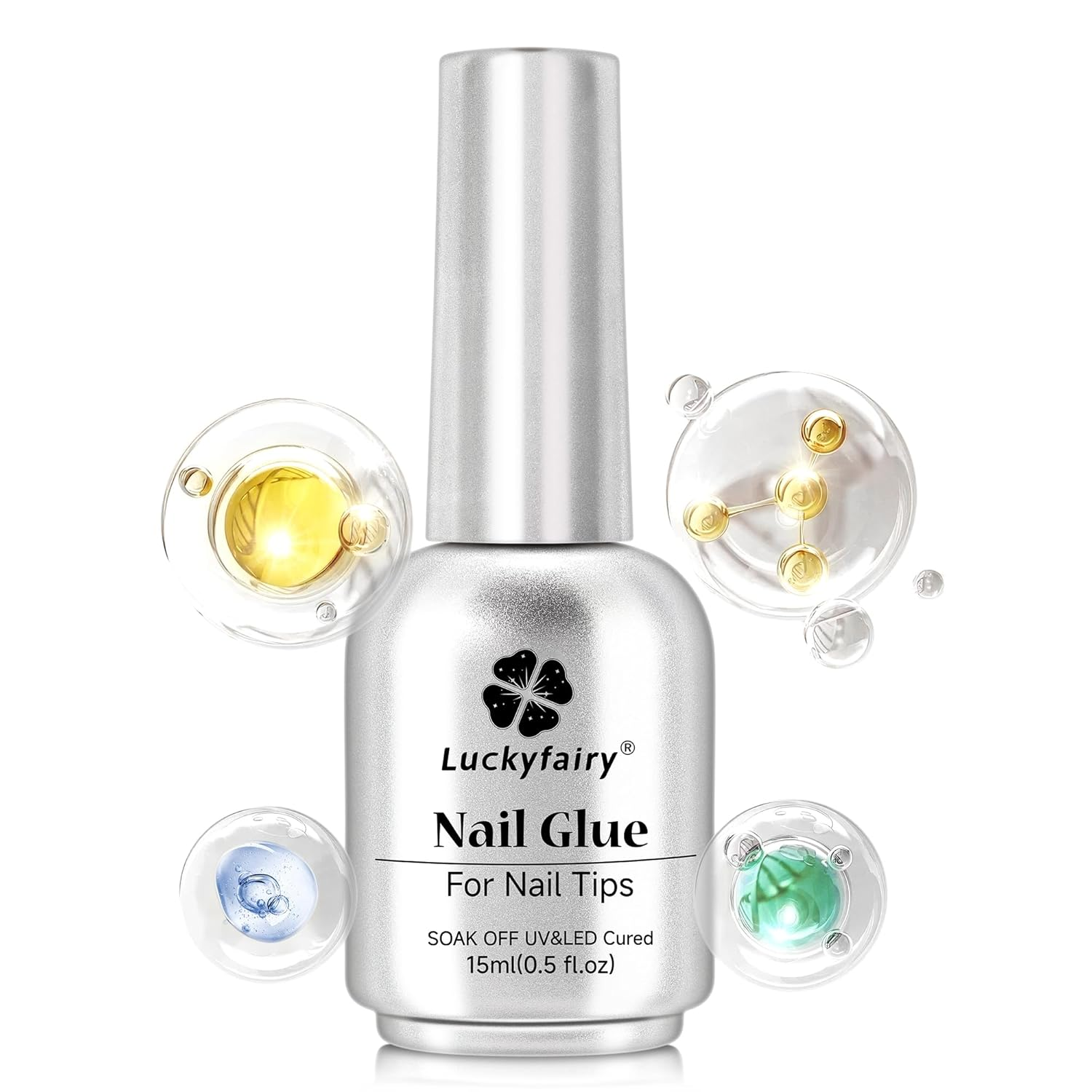 9 in One Nail Glue Gel for Acrylic Nail Tips, Super Strong Long-Lasting, Curing Needed U V Extension Glue for Clear Fake Nail Tips, Press Ons, Base Gel, 15Ml